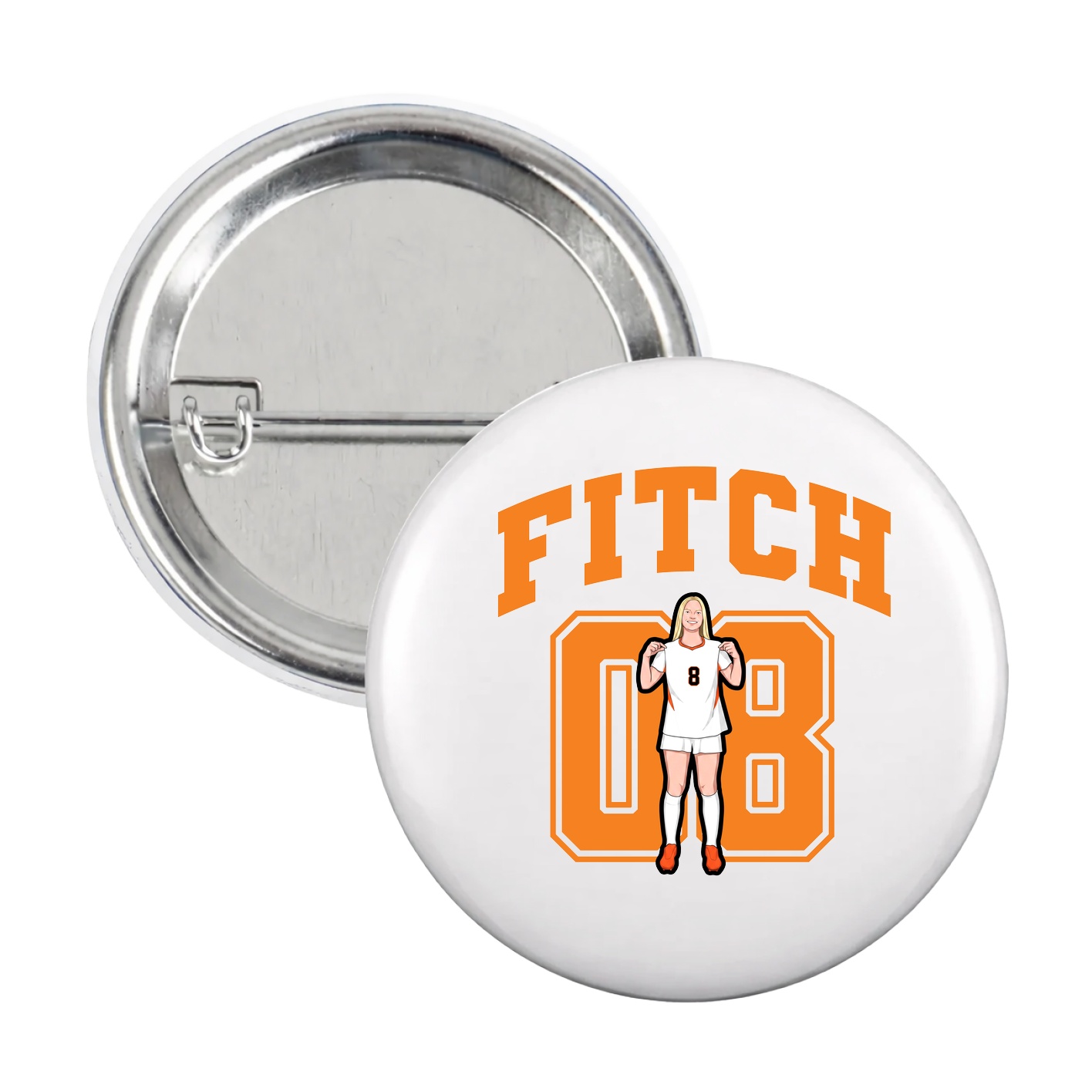Game Day Button — Number in White