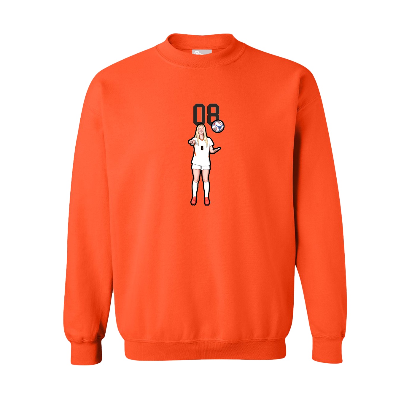 Fleece Crew — Number Top in Orange