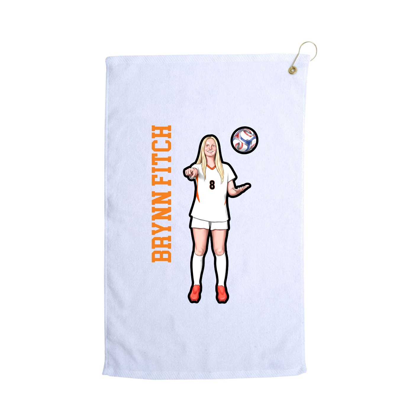 Golf Towel — Name Vertical in White