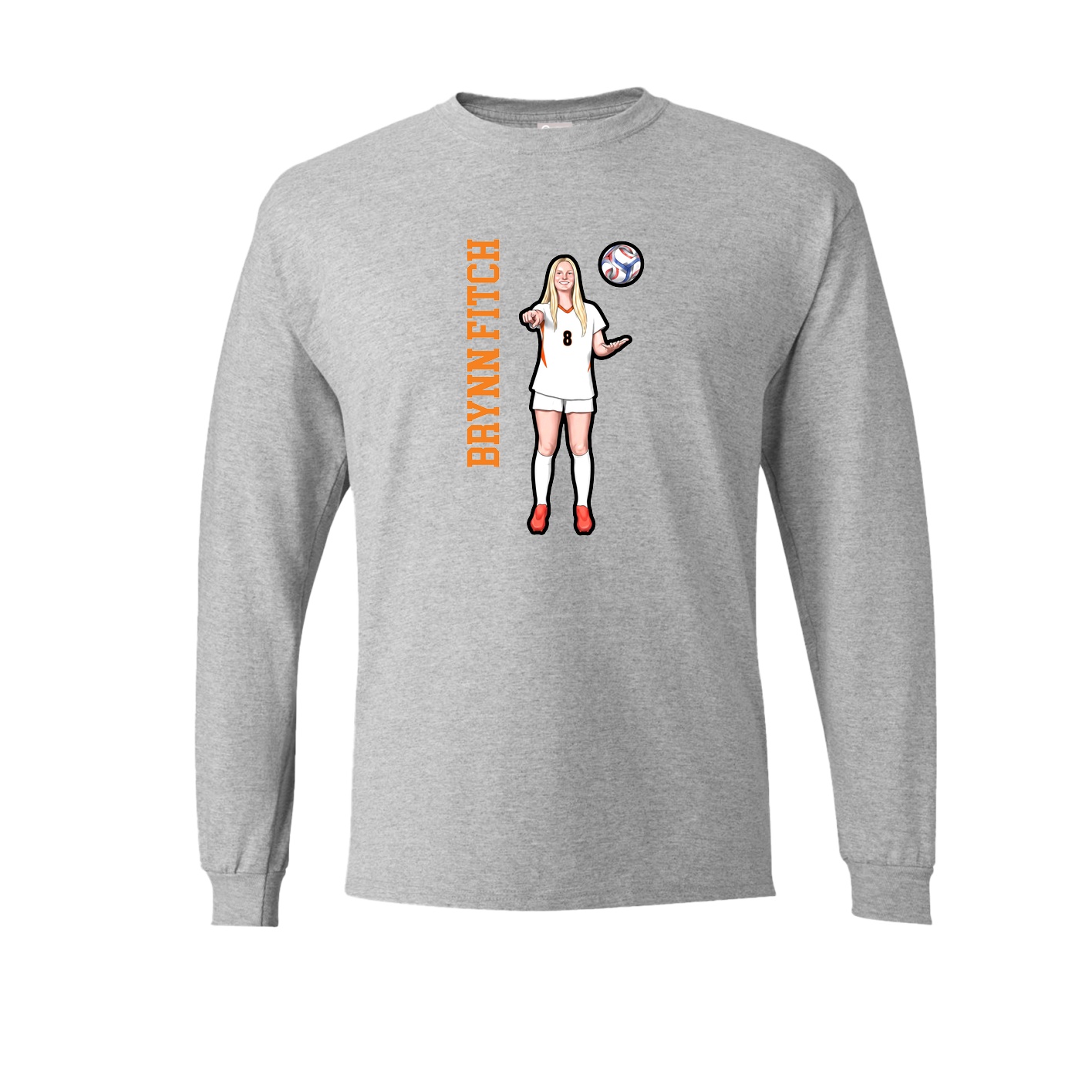 Long Sleeve Tee — Name Vertical in Grey