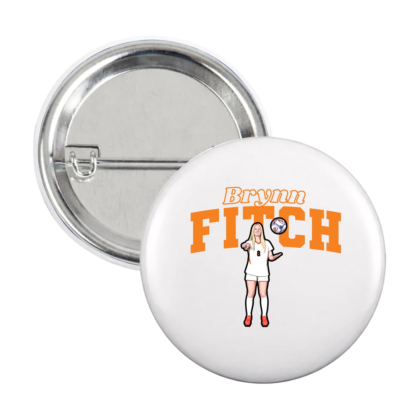 Game Day Button — Name Arch in White