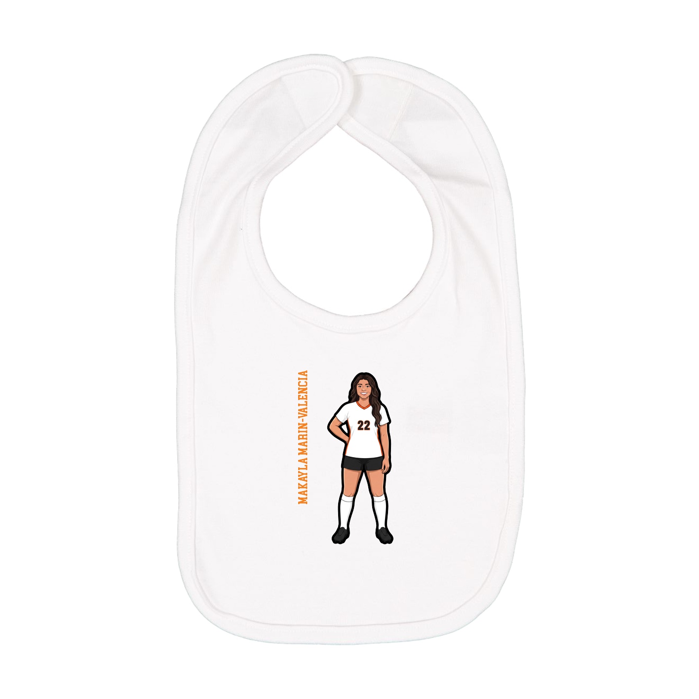 Infant Bib — Name Vertical in White