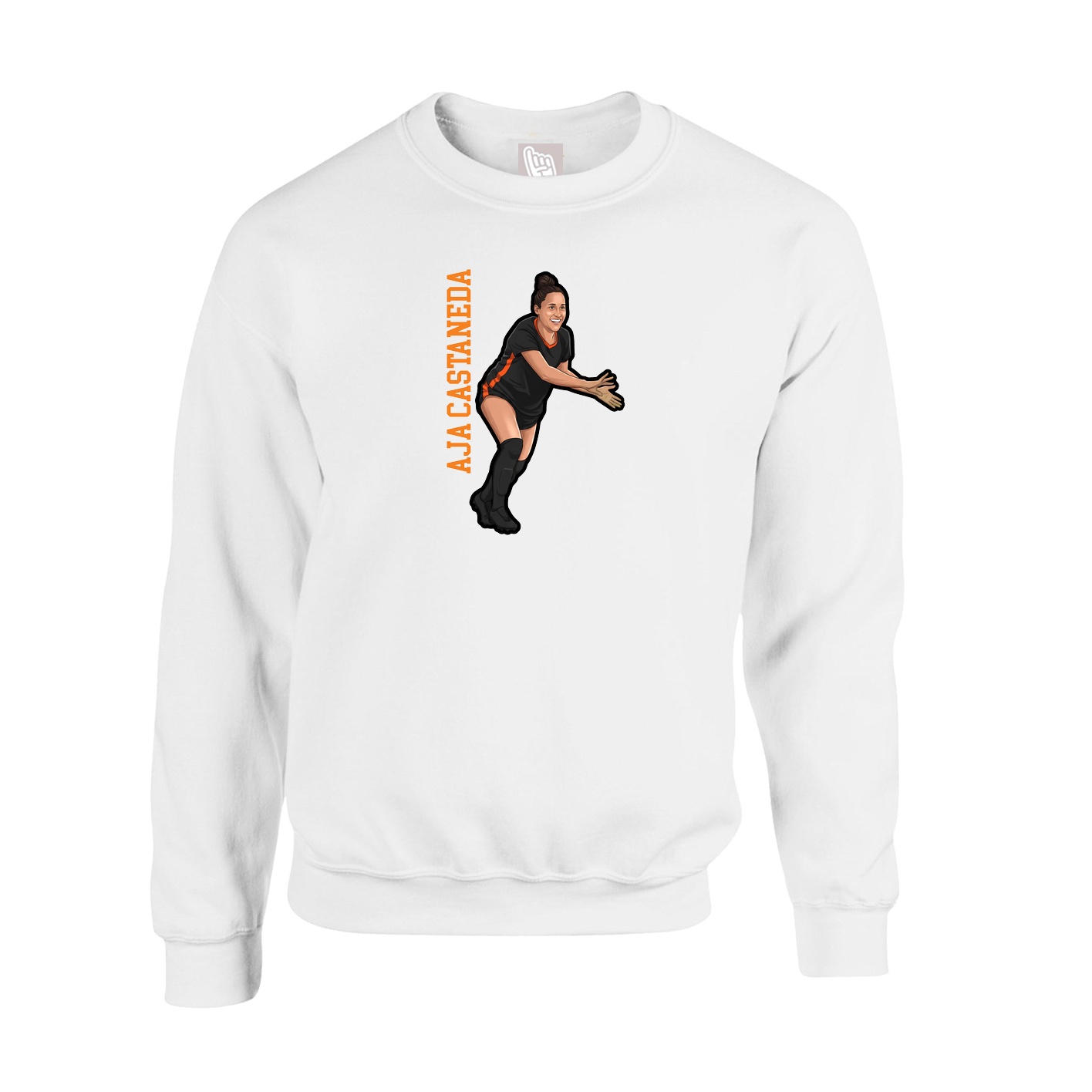 Fleece Crew — Name Vertical in White