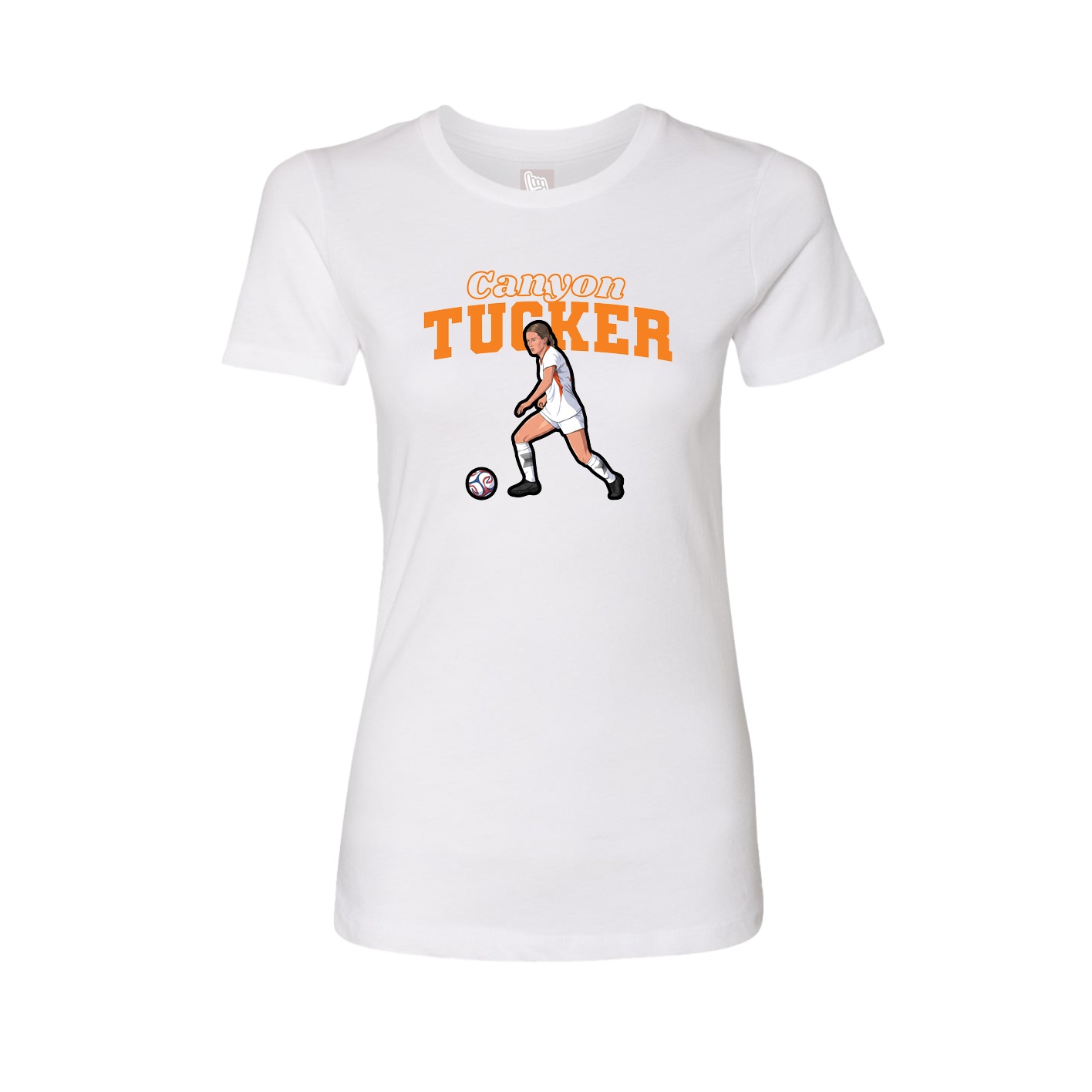 Fitted Women's Tee — Name Arch in White
