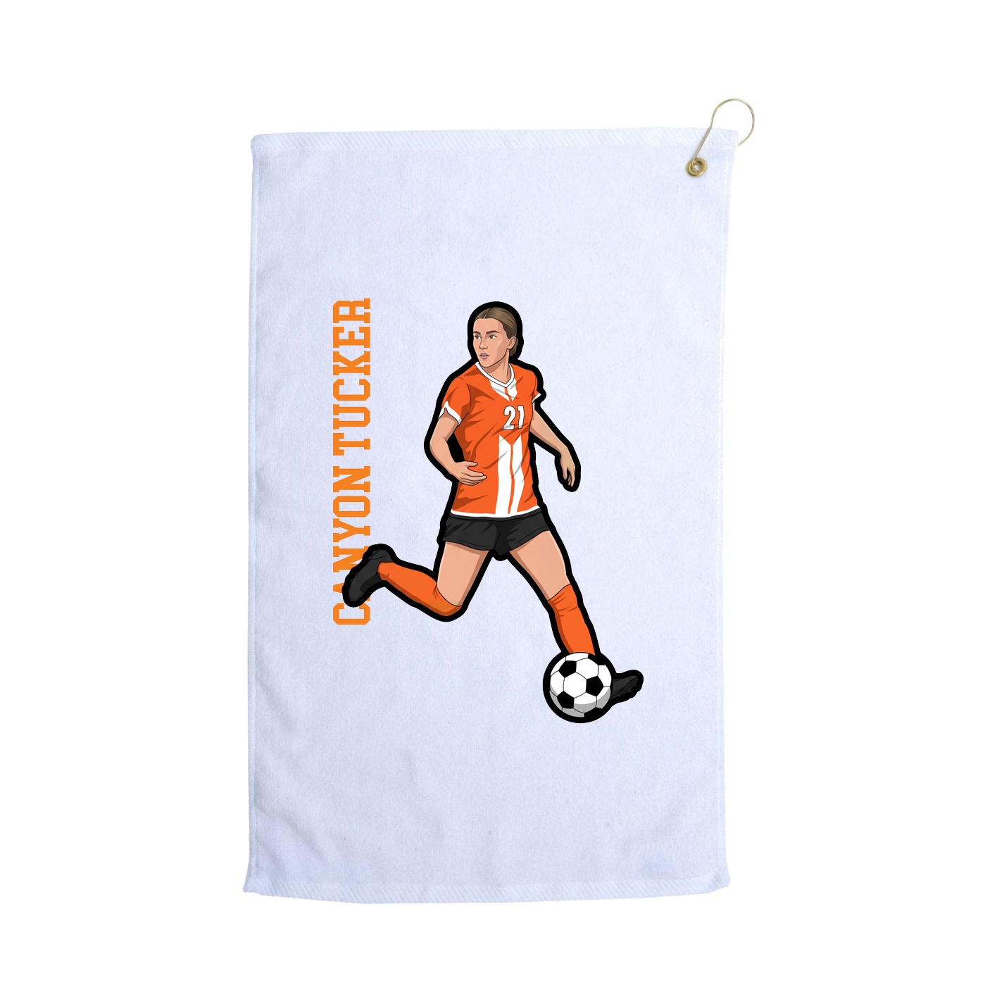 Golf Towel — Name Vertical in White