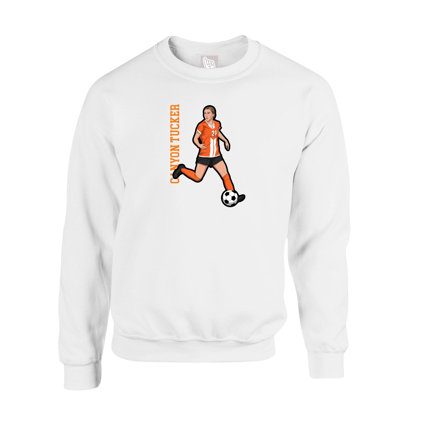 Fleece Crew — Name Vertical in White