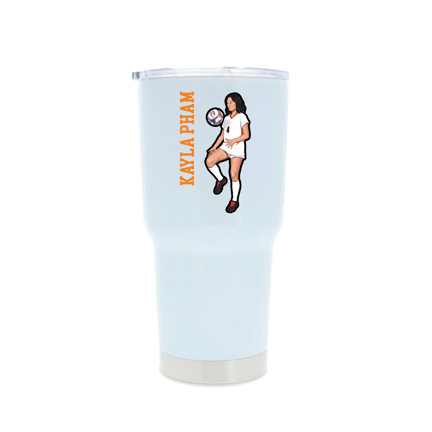 30oz Stainless Steel Tumbler — Name Vertical in White