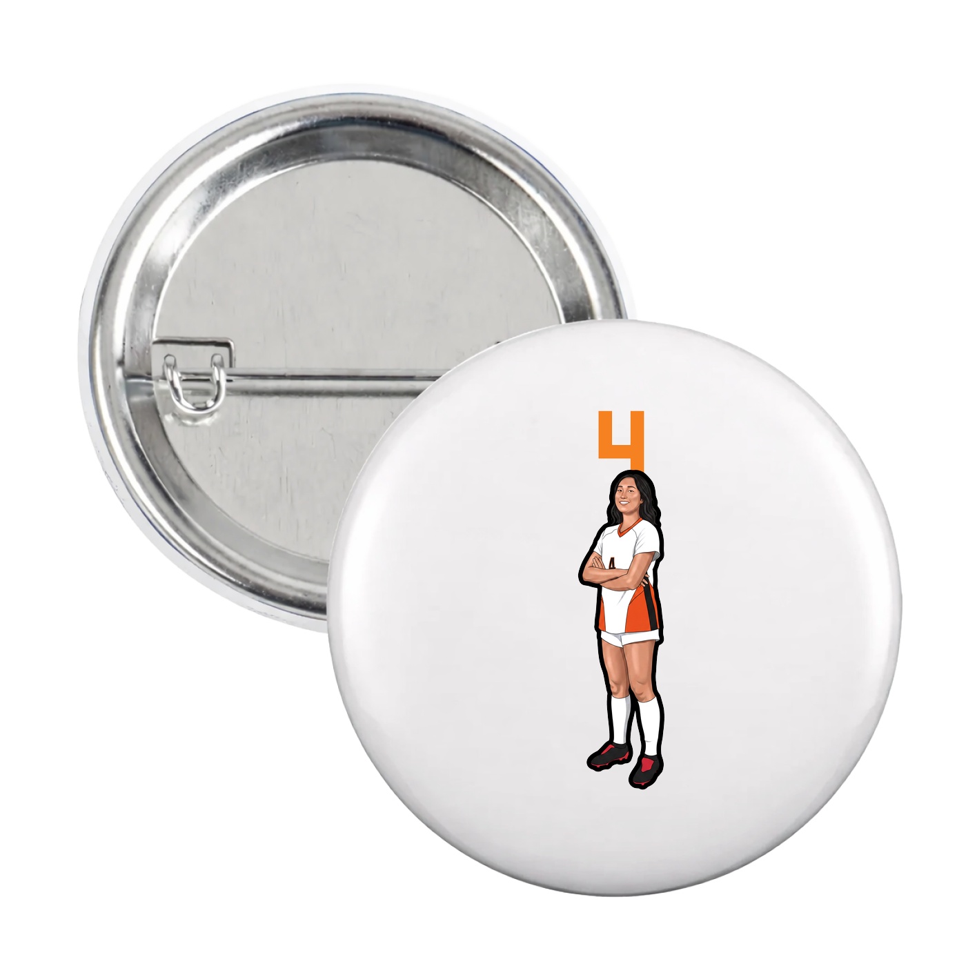 Game Day Button — Number Top in White