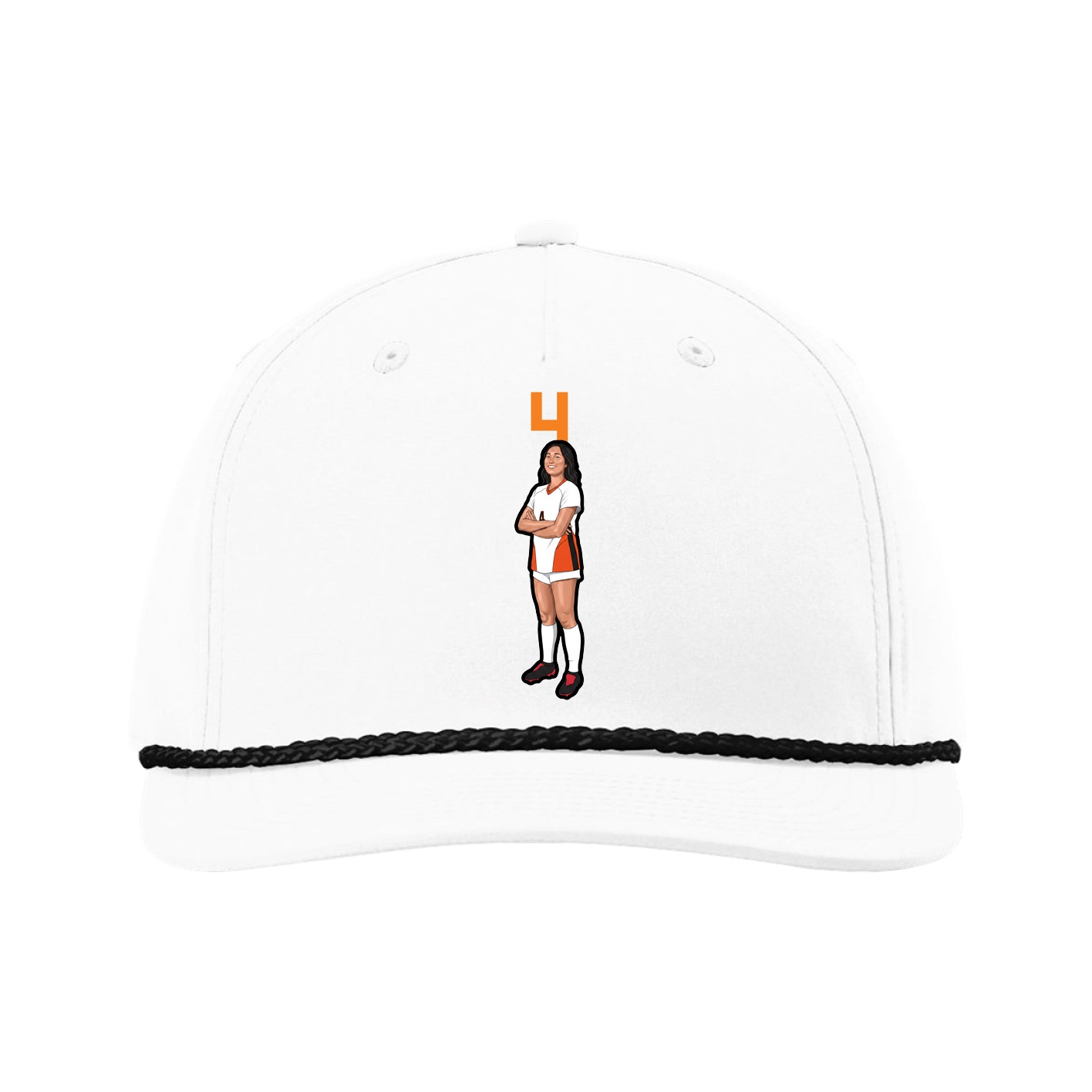 Five-Panel Classic Rope Cap — Number Top in White