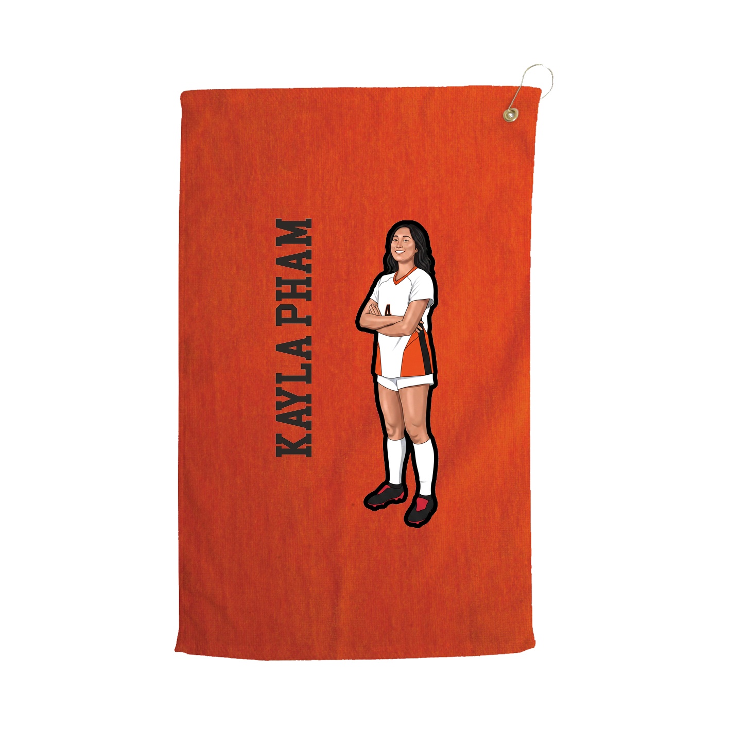 Golf Towel — Name Vertical in Orange