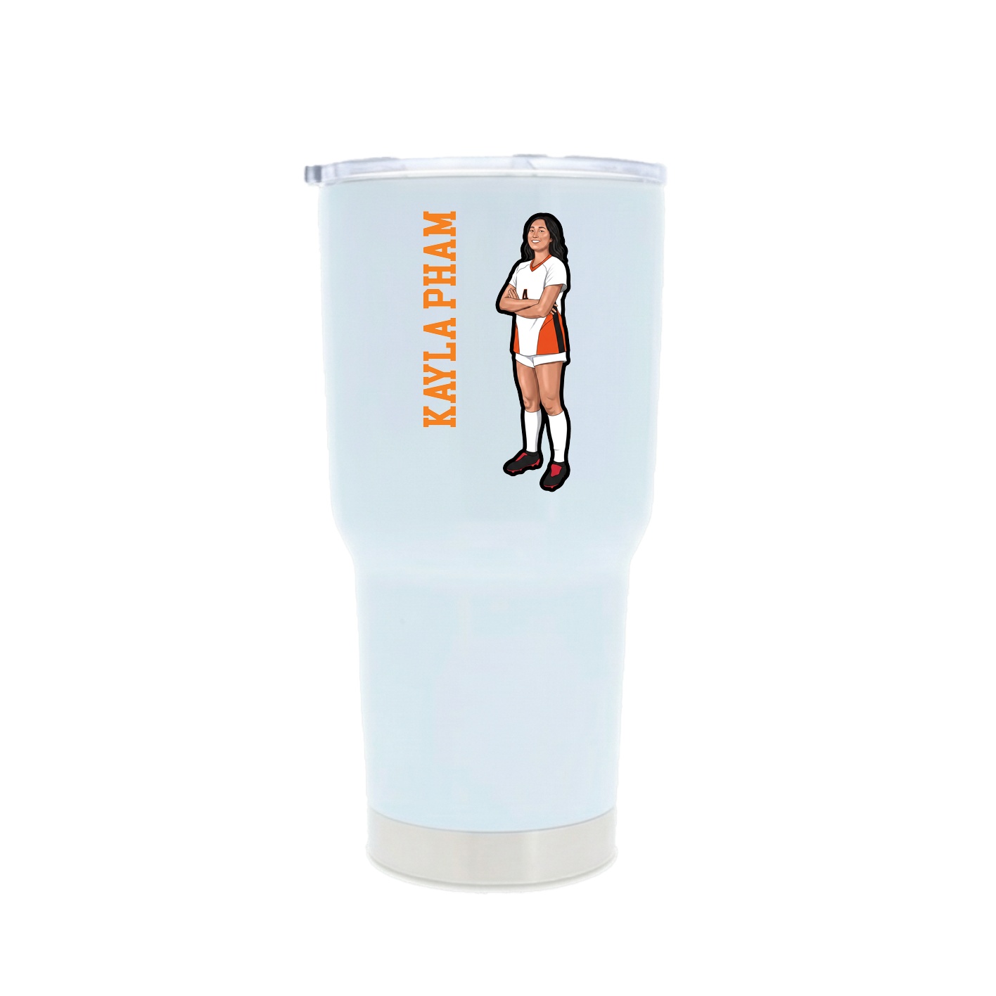 30oz Stainless Steel Tumbler — Name Vertical in White