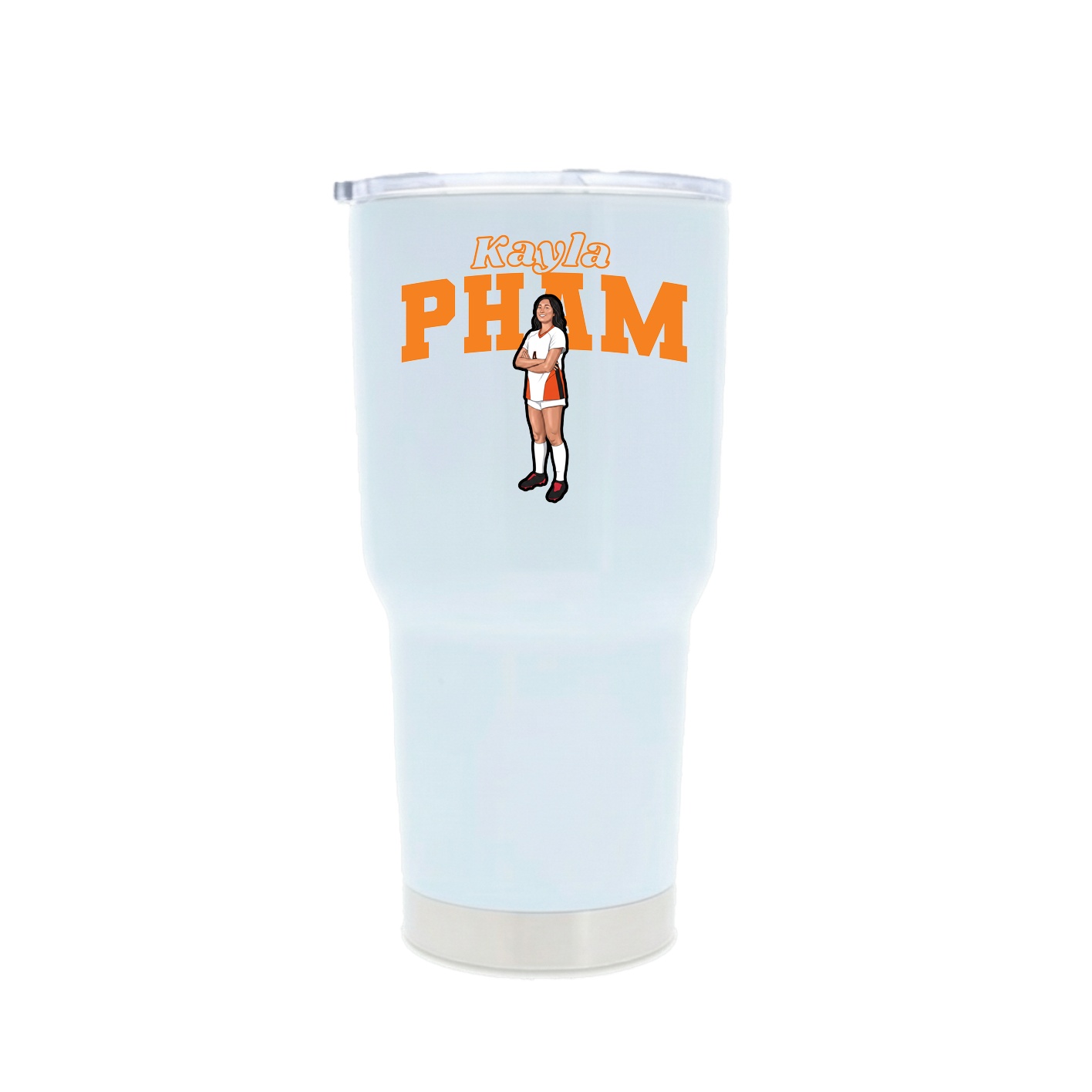 30oz Stainless Steel Tumbler — Name Arch in White