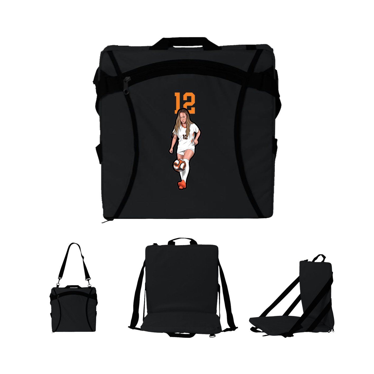 Folding Stadium Seat — Number Top in Black