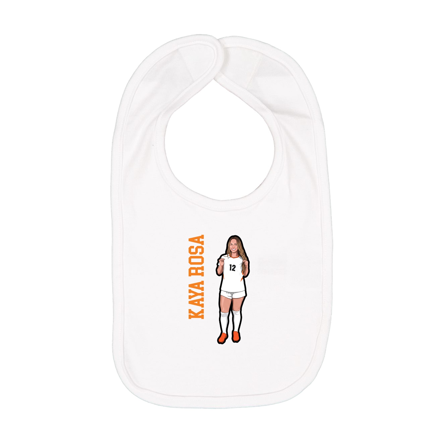 Infant Bib — Name Vertical in White