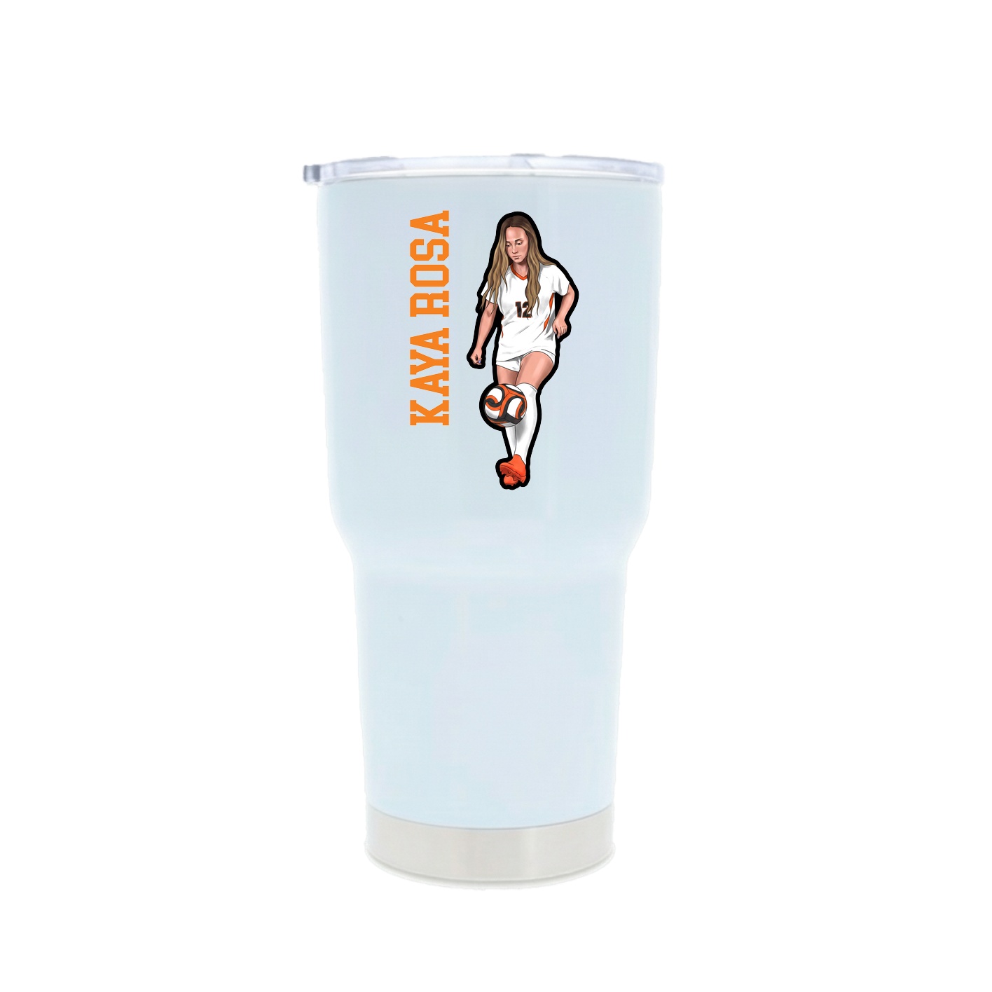 30oz Stainless Steel Tumbler — Name Vertical in White
