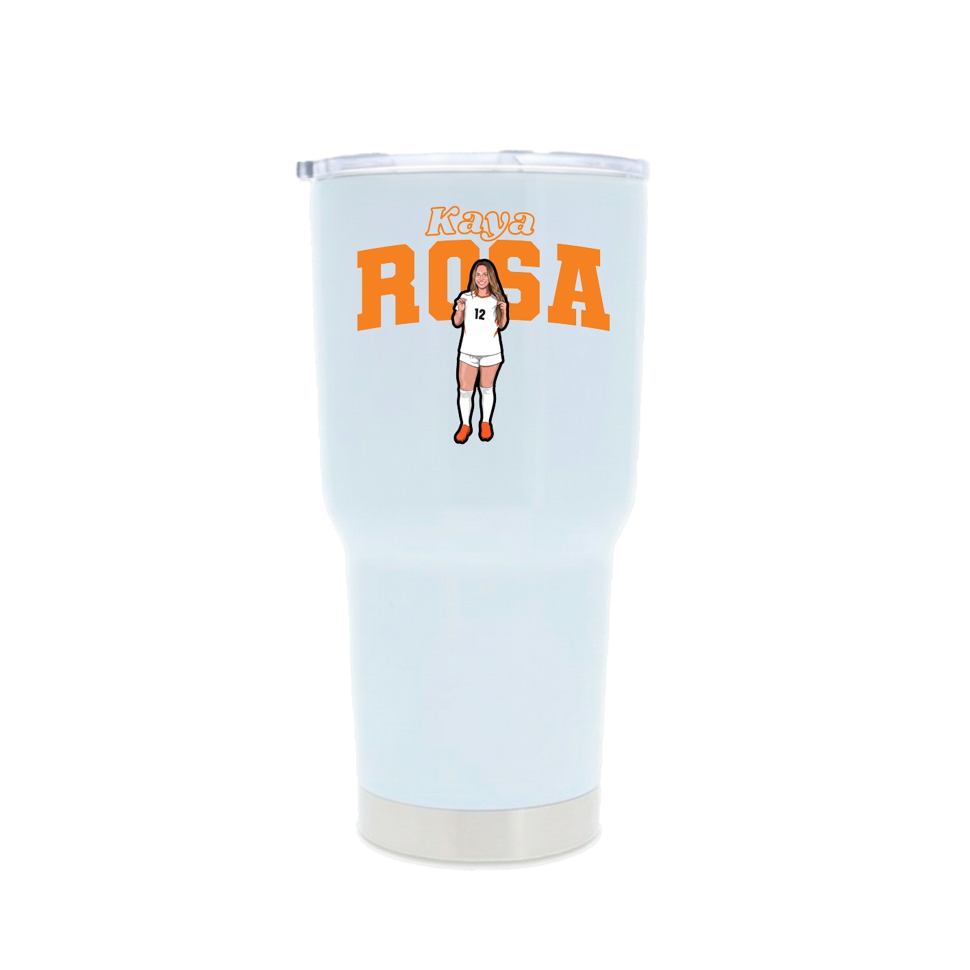 30oz Stainless Steel Tumbler — Name Arch in White