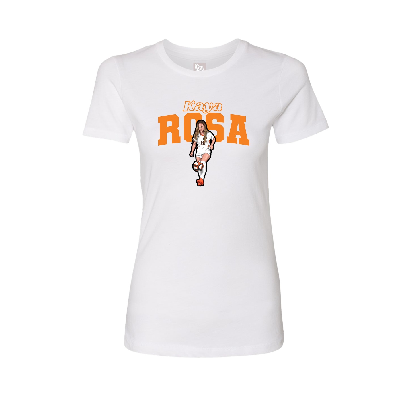Fitted Women's Tee — Name Arch in White