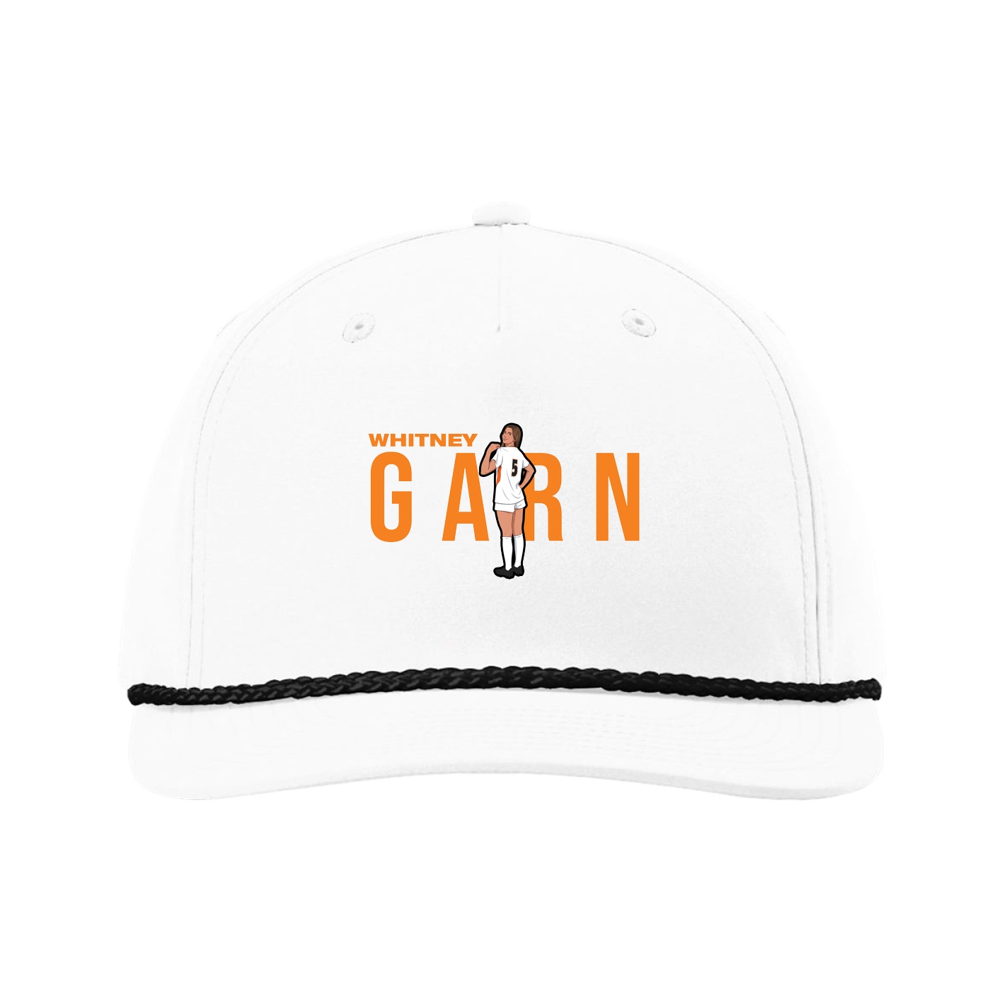 Five-Panel Classic Rope Cap — Player Name in White
