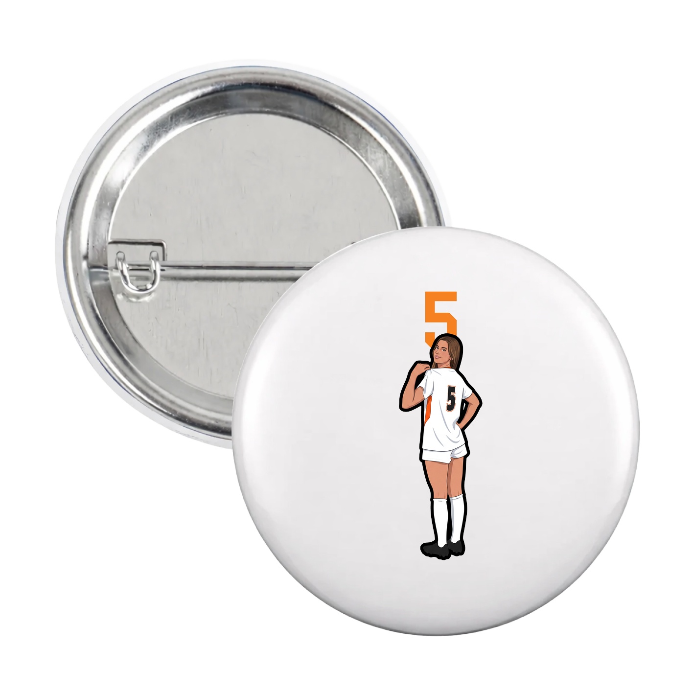 Game Day Button — Number Top in White