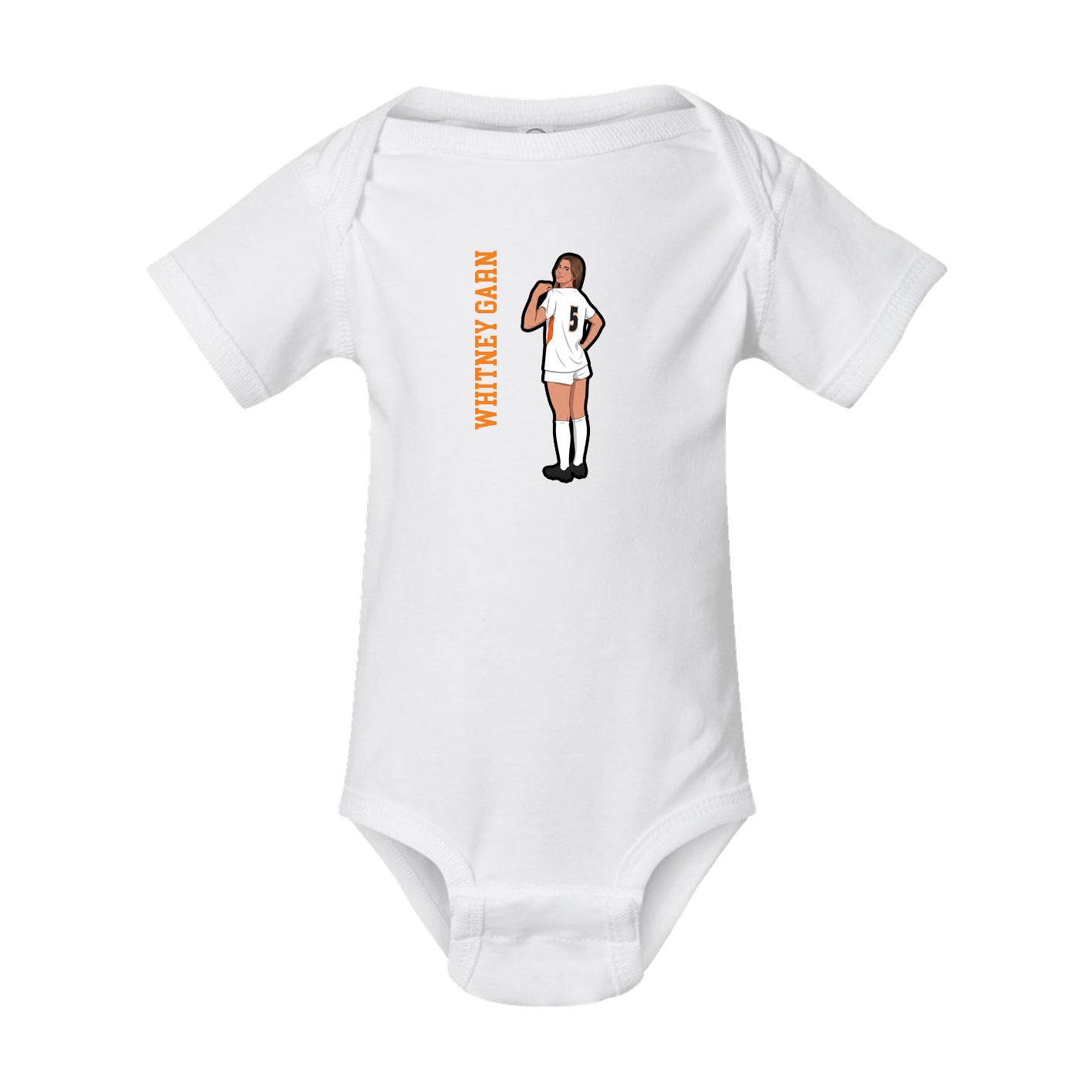 Baby Onesie — Name Vertical in White