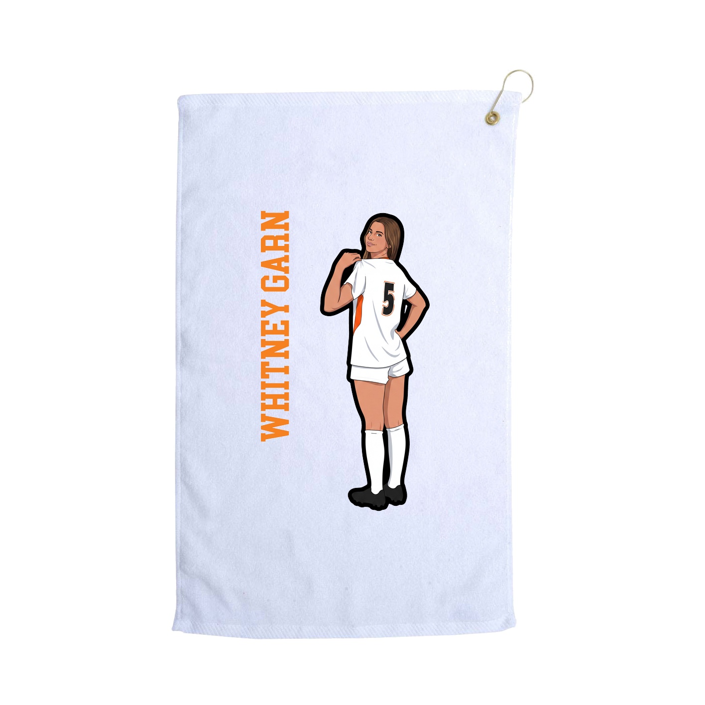 Golf Towel — Name Vertical in White