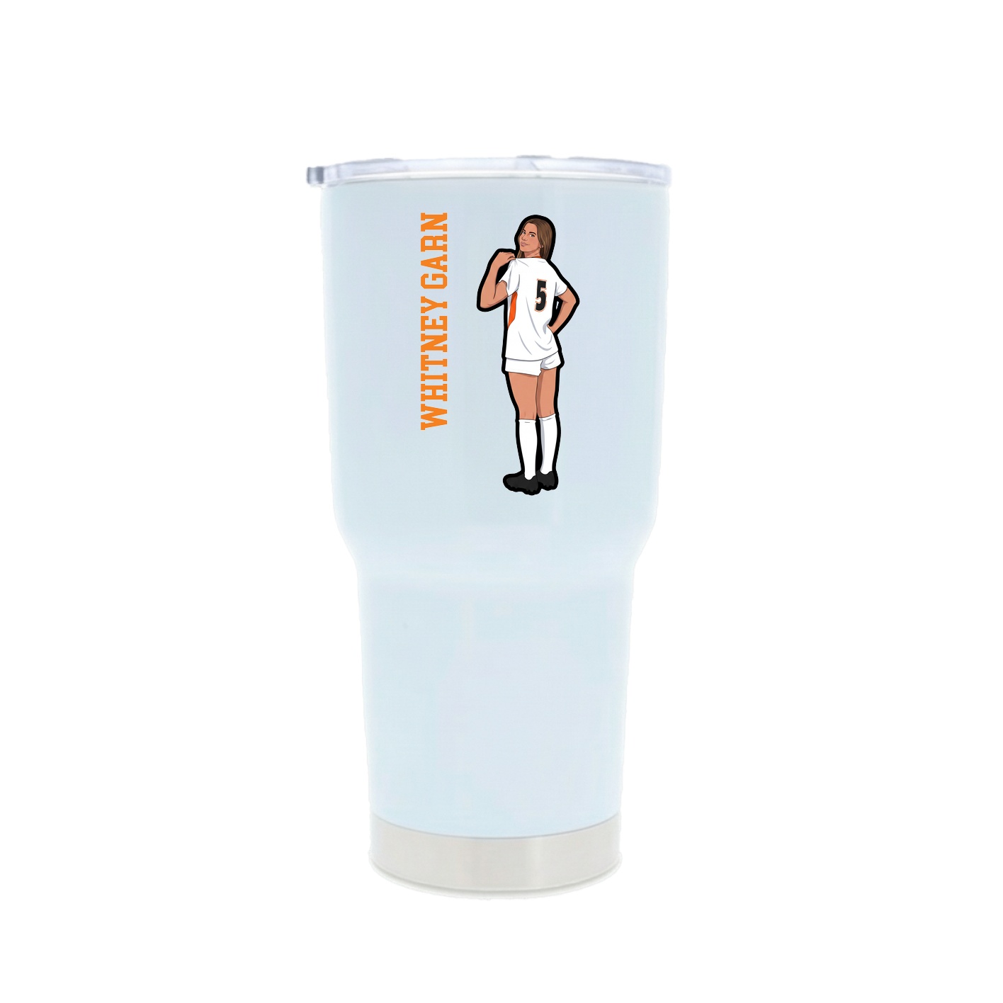 30oz Stainless Steel Tumbler — Name Vertical in White