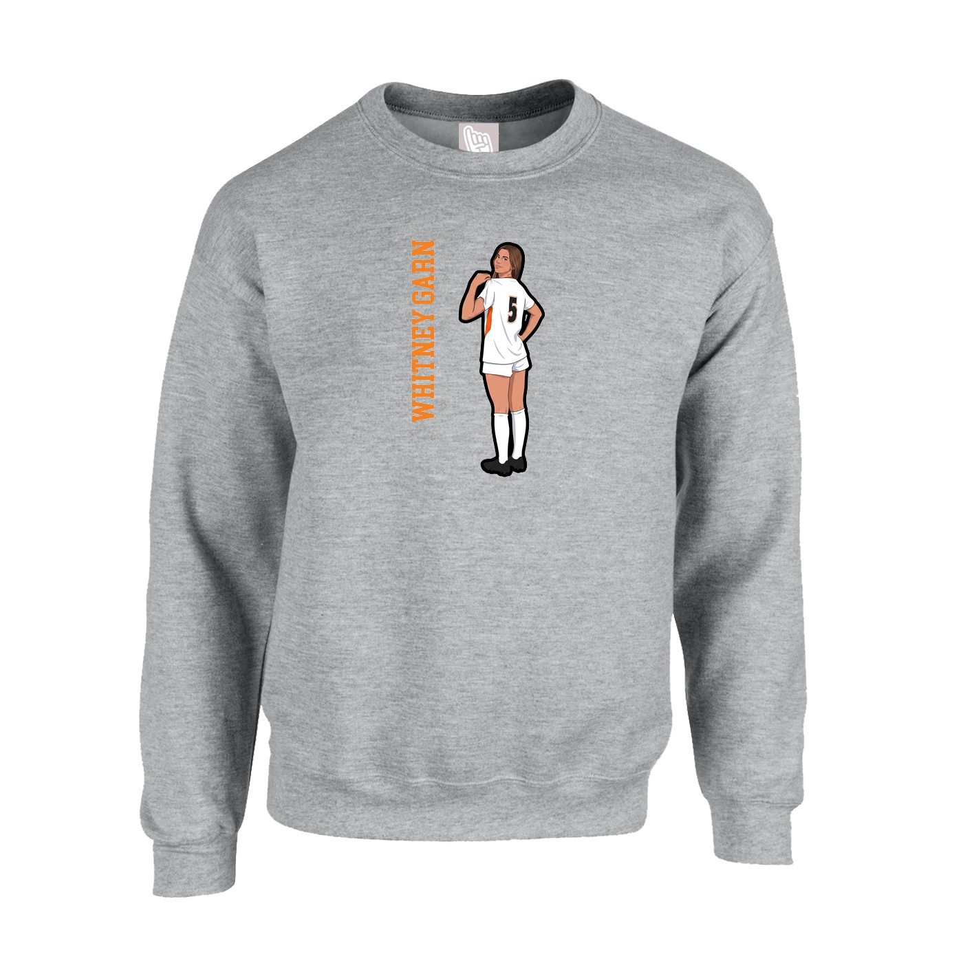 Fleece Crew — Name Vertical in Grey