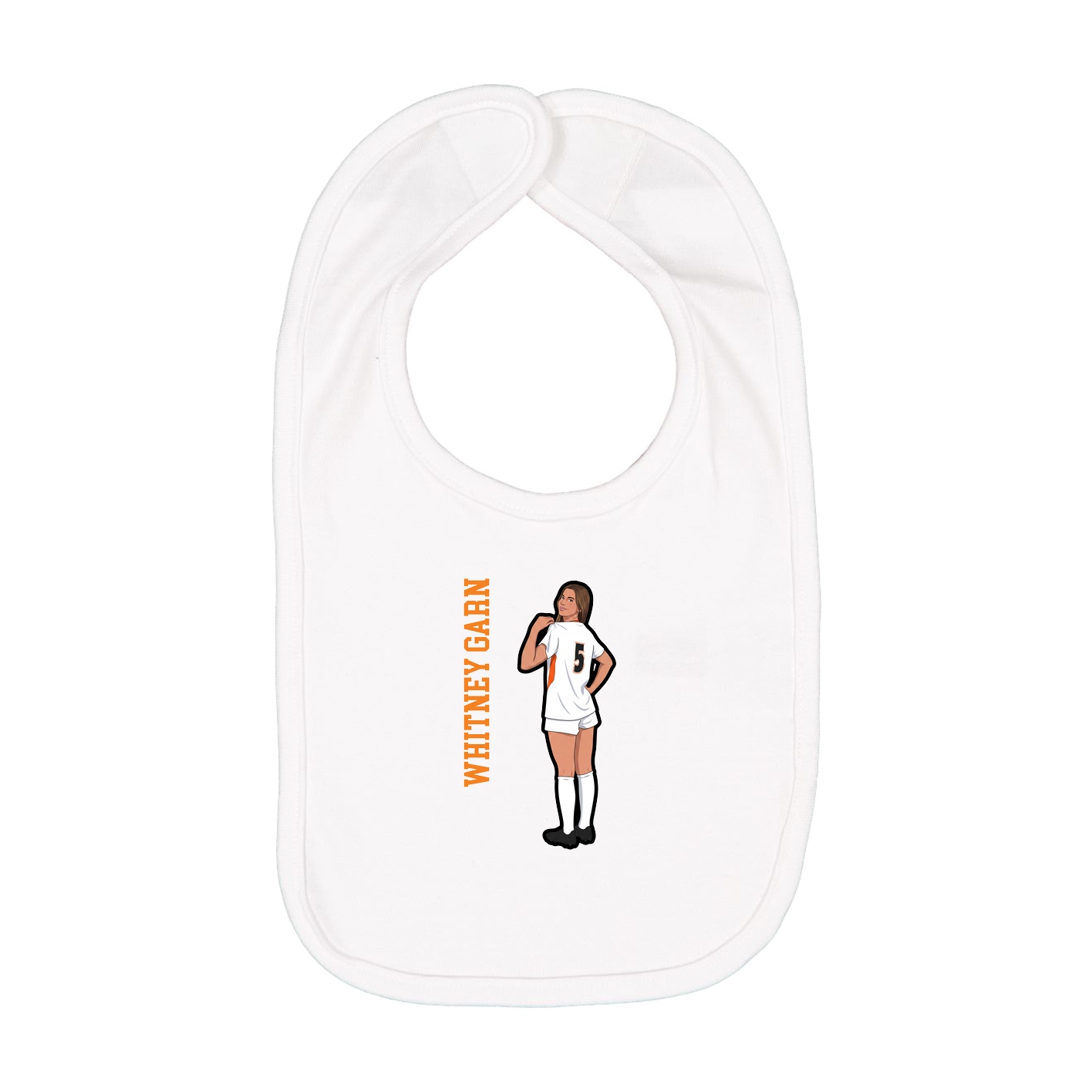 Infant Bib — Name Vertical in White