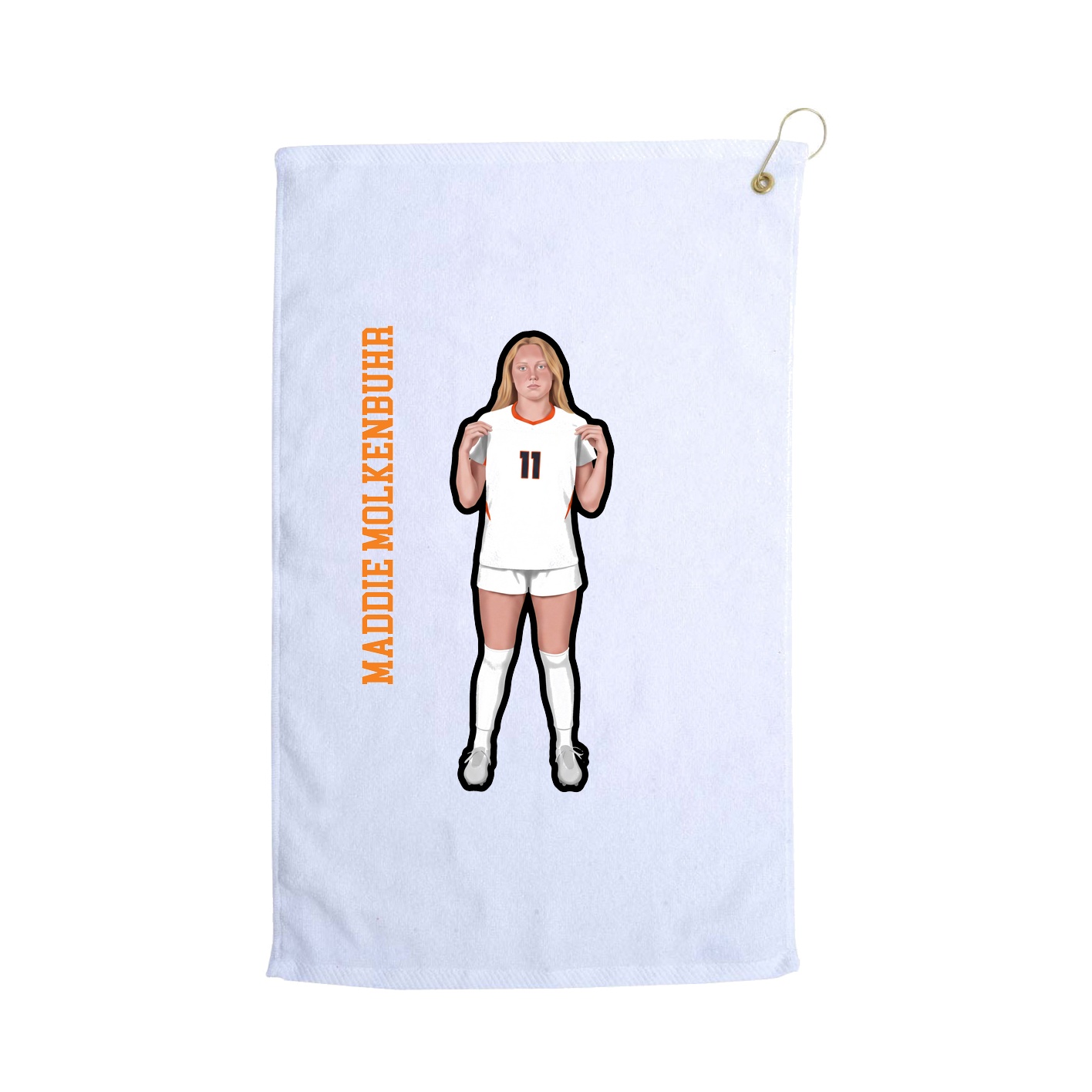 Golf Towel — Name Vertical in White