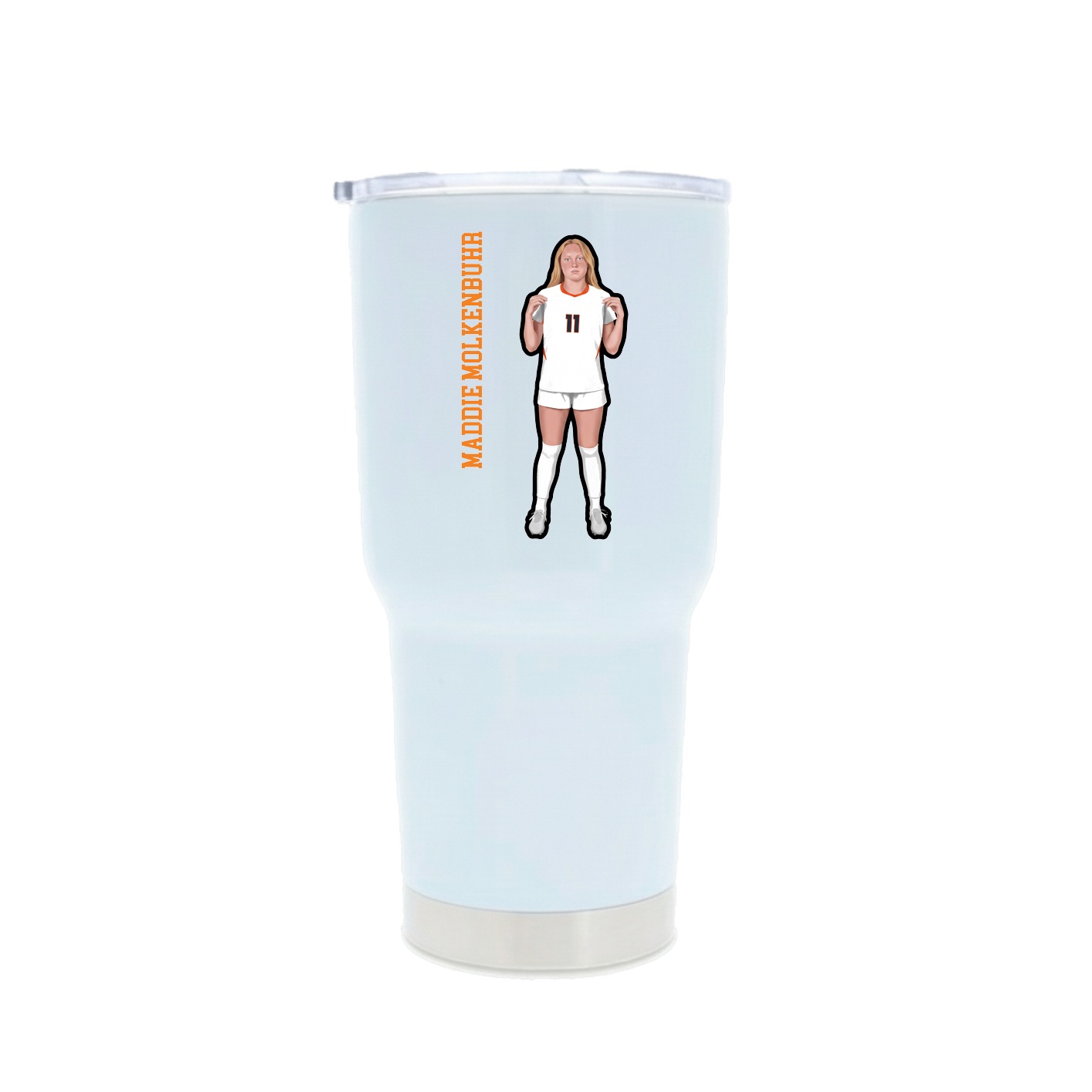 30oz Stainless Steel Tumbler — Name Vertical in White