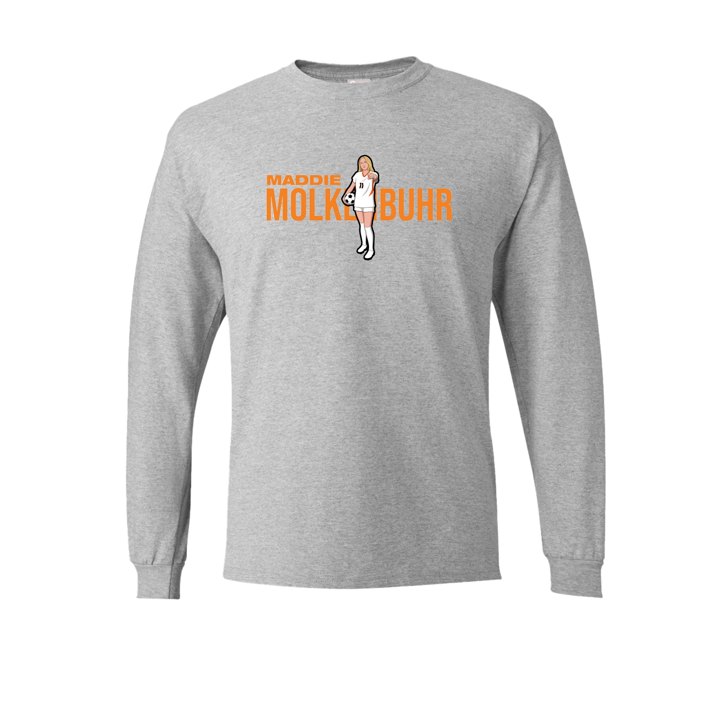 Long Sleeve Tee — Player Name in Grey