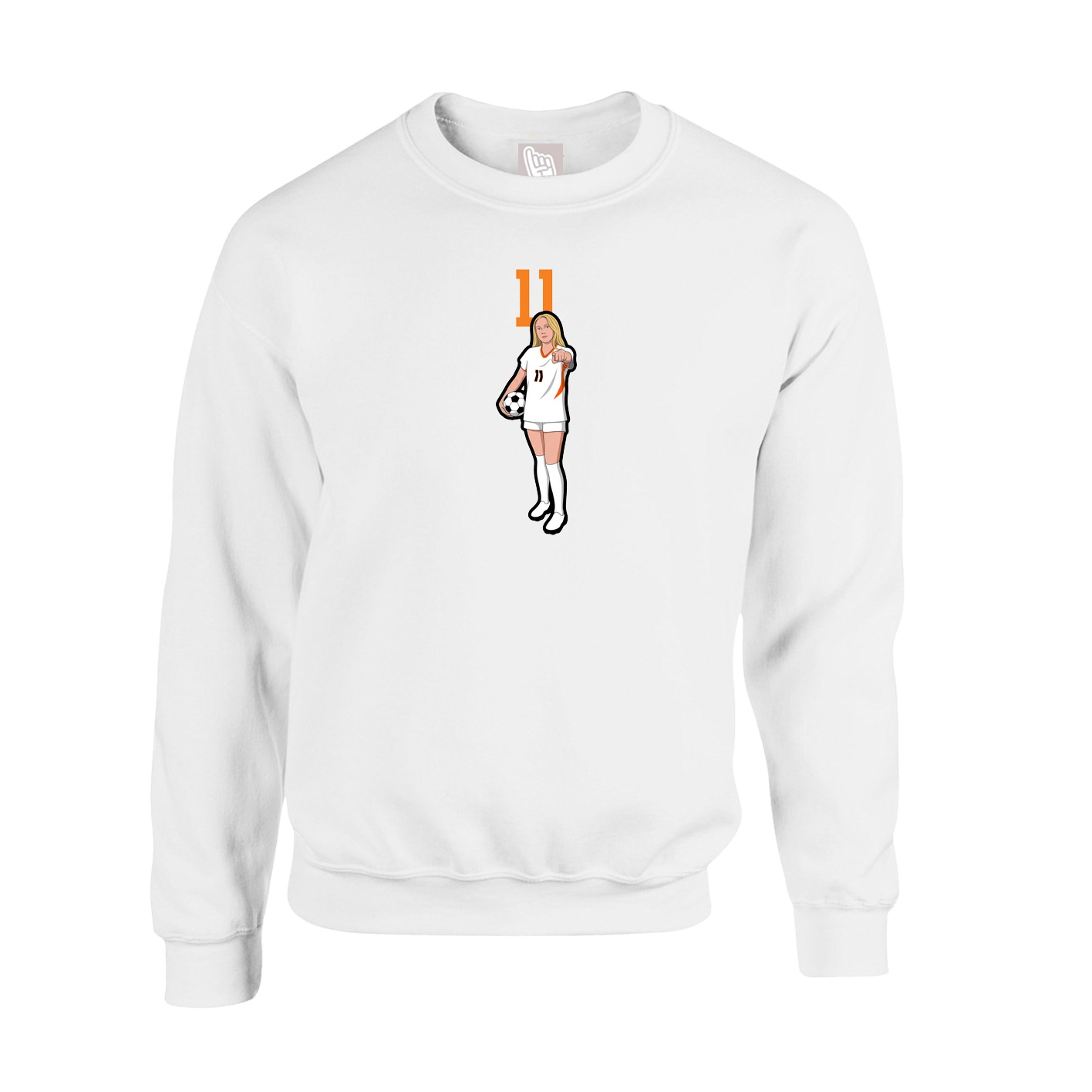 Fleece Crew — Number Top in White