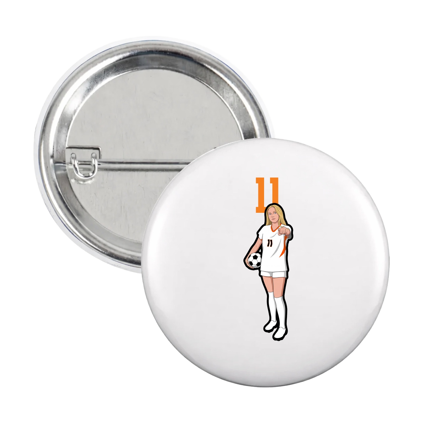 Game Day Button — Number Top in White