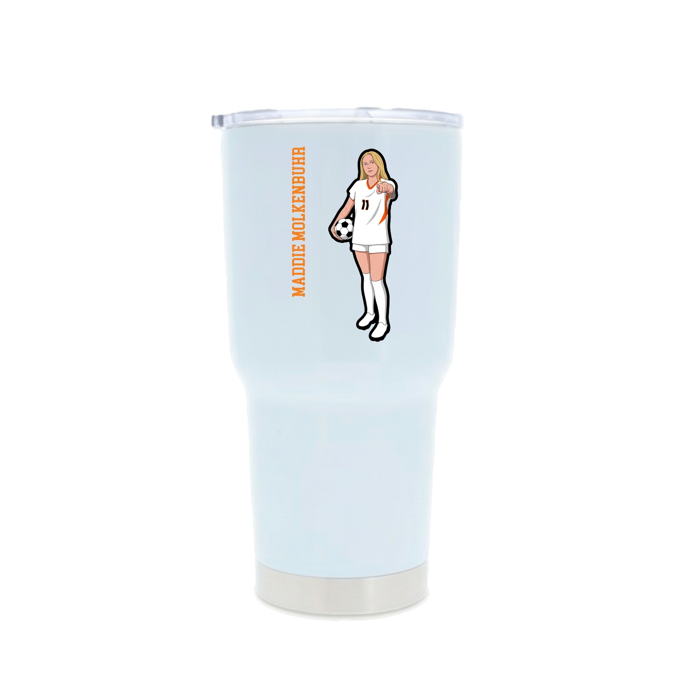 30oz Stainless Steel Tumbler — Name Vertical in White
