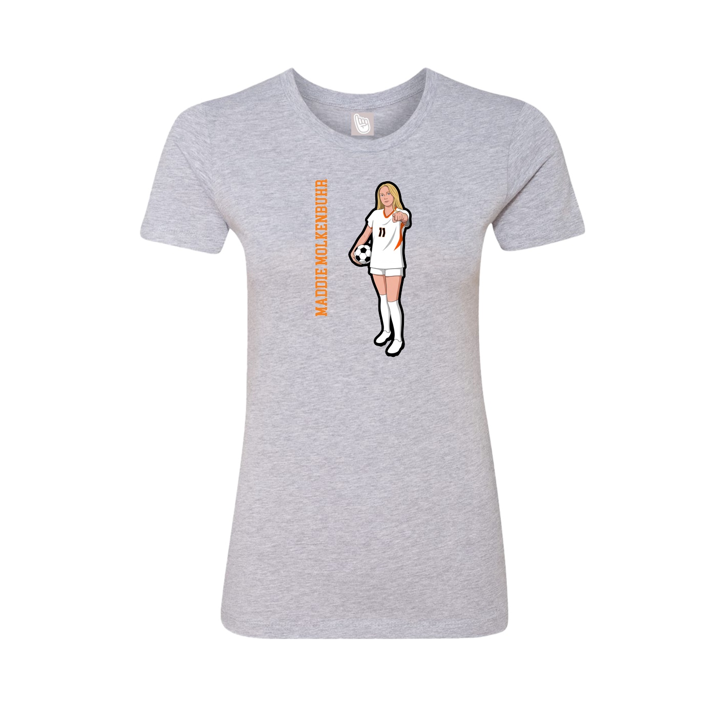 Fitted Women's Tee — Name Vertical in Grey