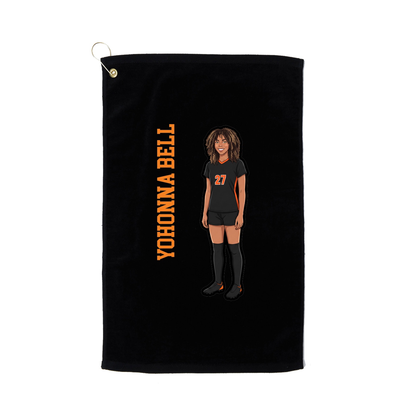 Golf Towel — Name Vertical in Black