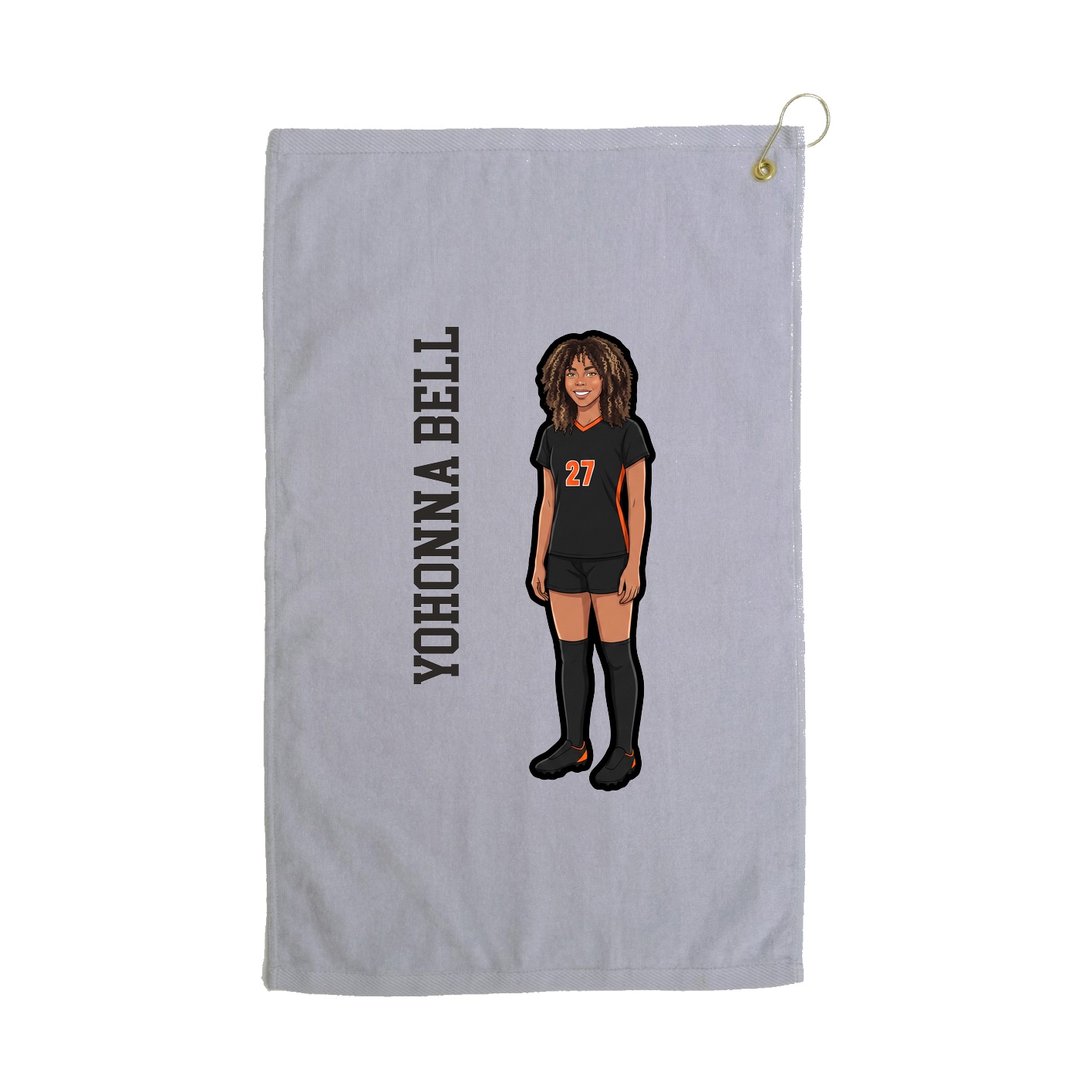 Golf Towel — Name Vertical in Grey