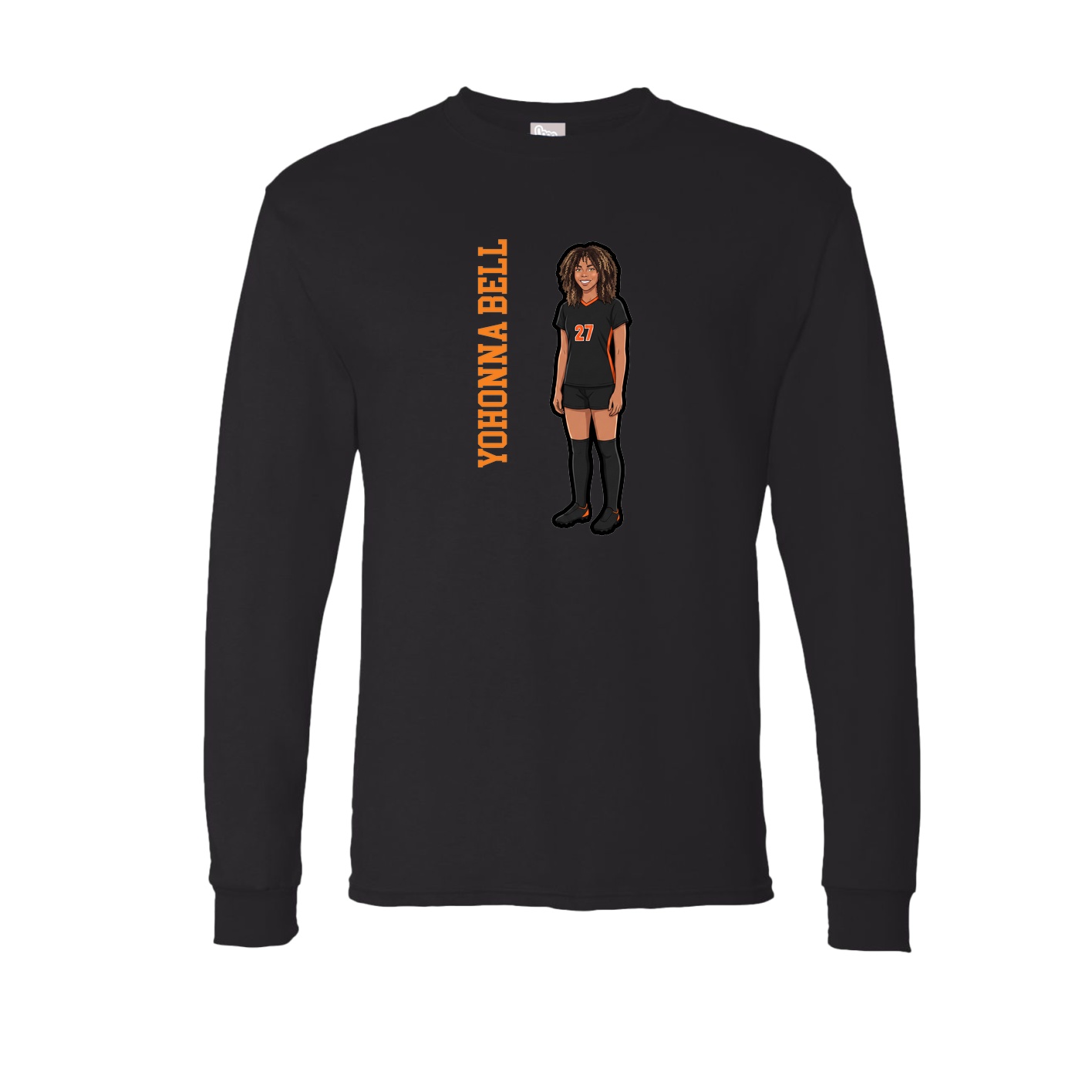 Long Sleeve Tee — Name Vertical in Black