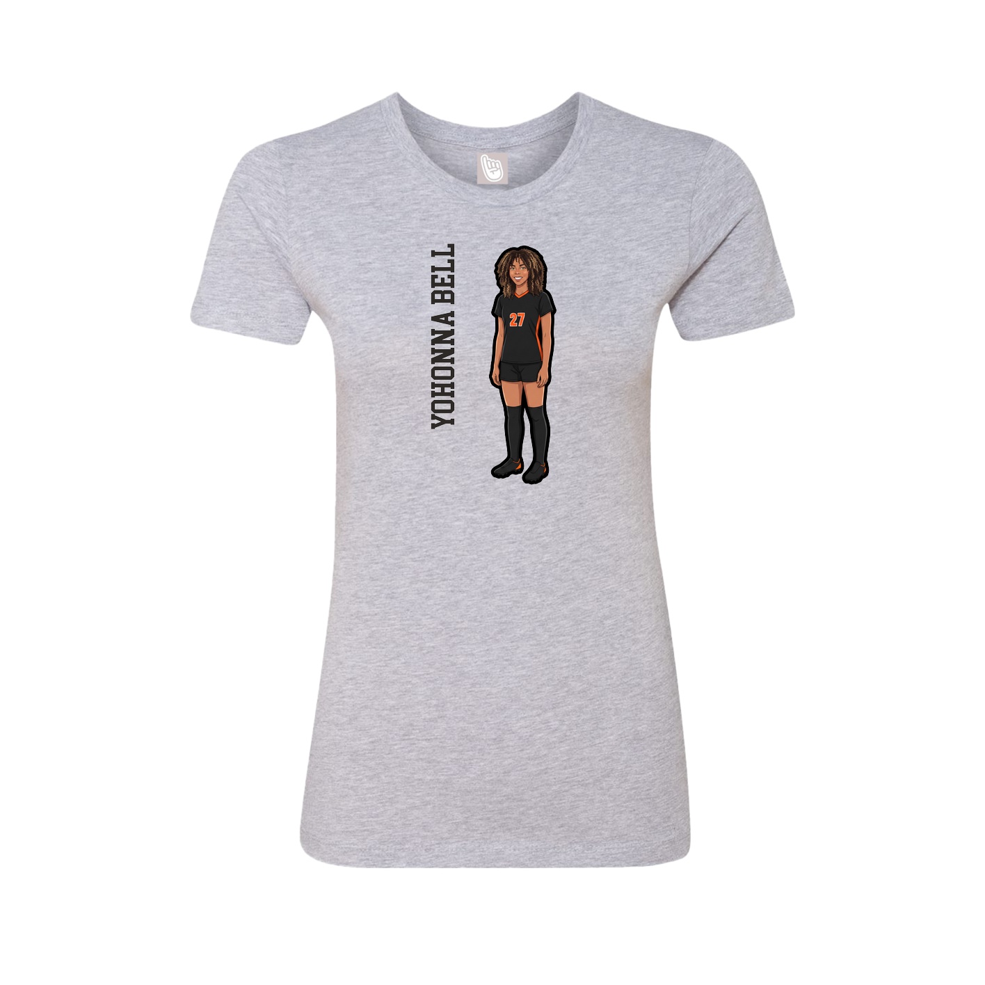 Fitted Women's Tee — Name Vertical in Grey