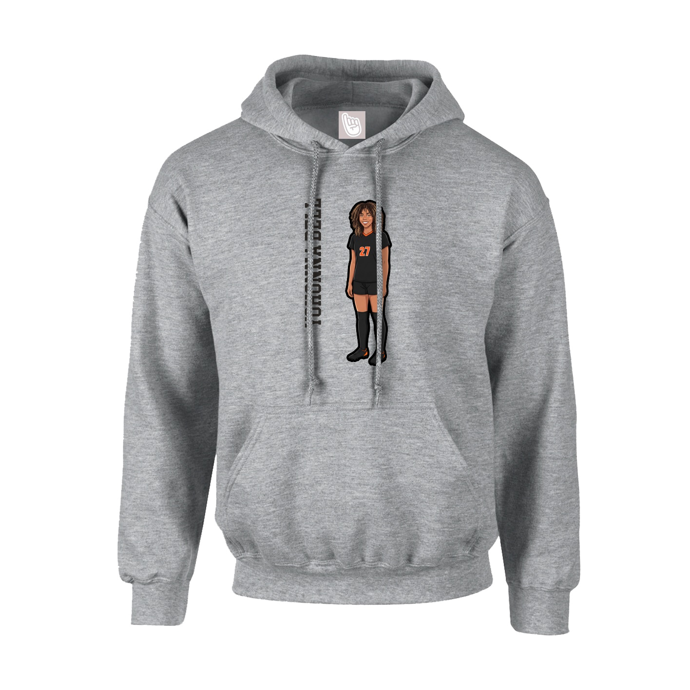 Hoodie — Name Vertical in Grey
