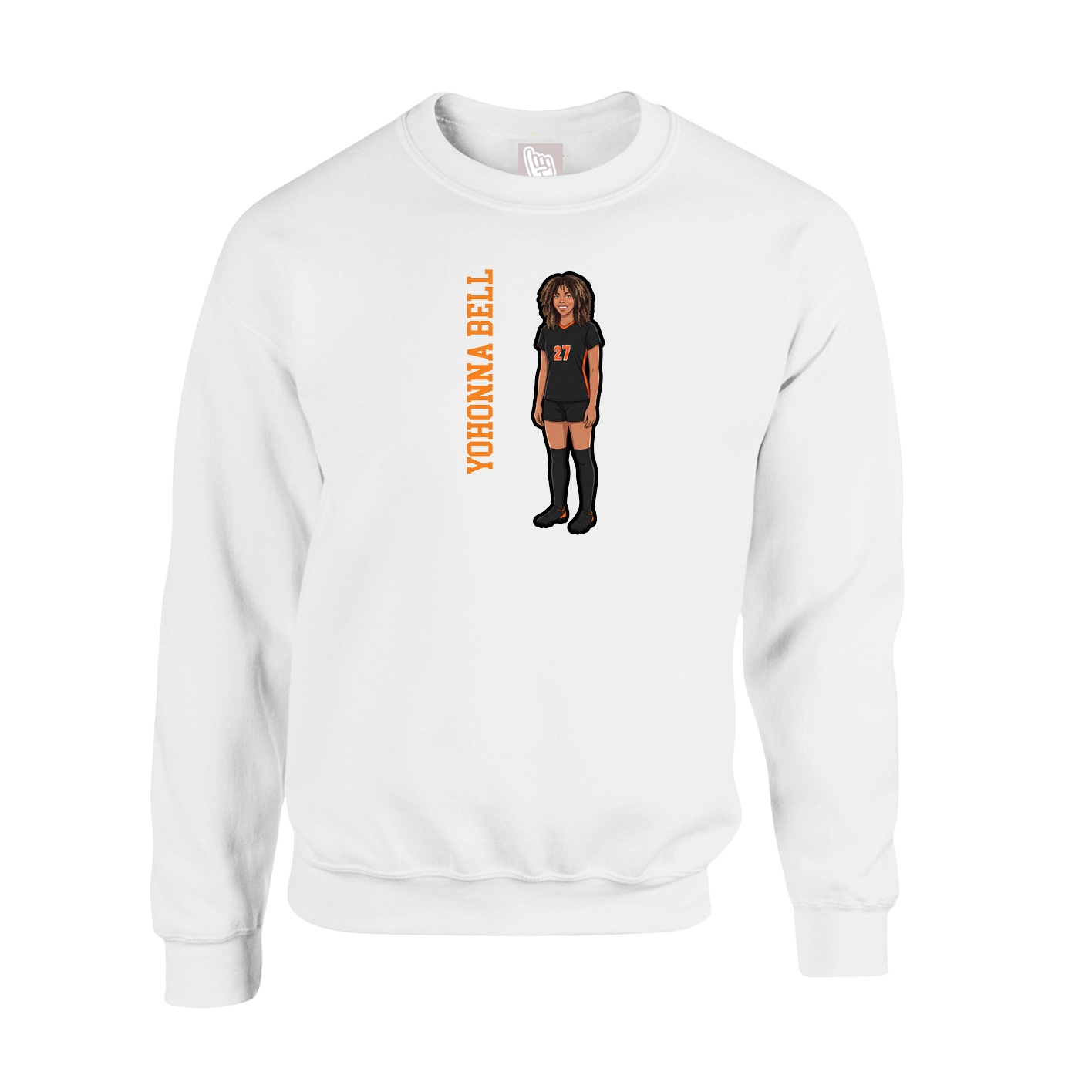 Fleece Crew — Name Vertical in White