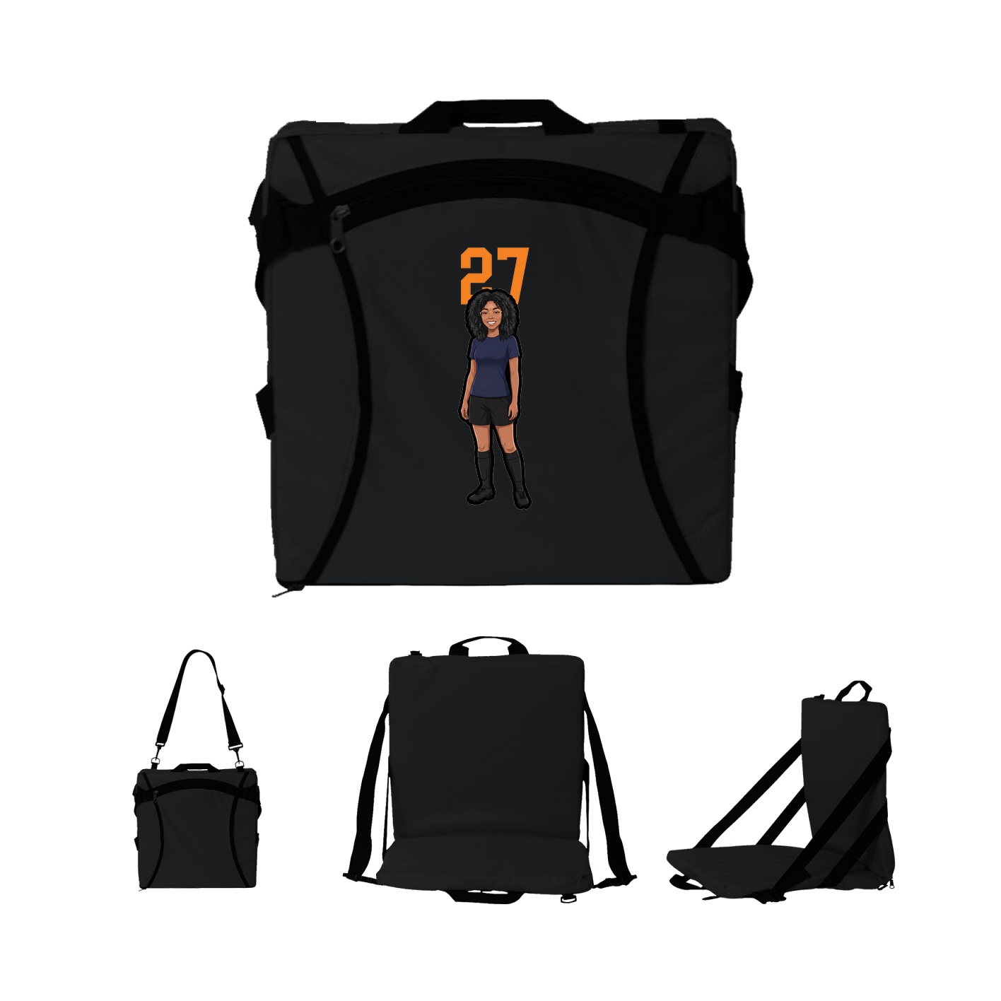 Folding Stadium Seat — Number Top in Black