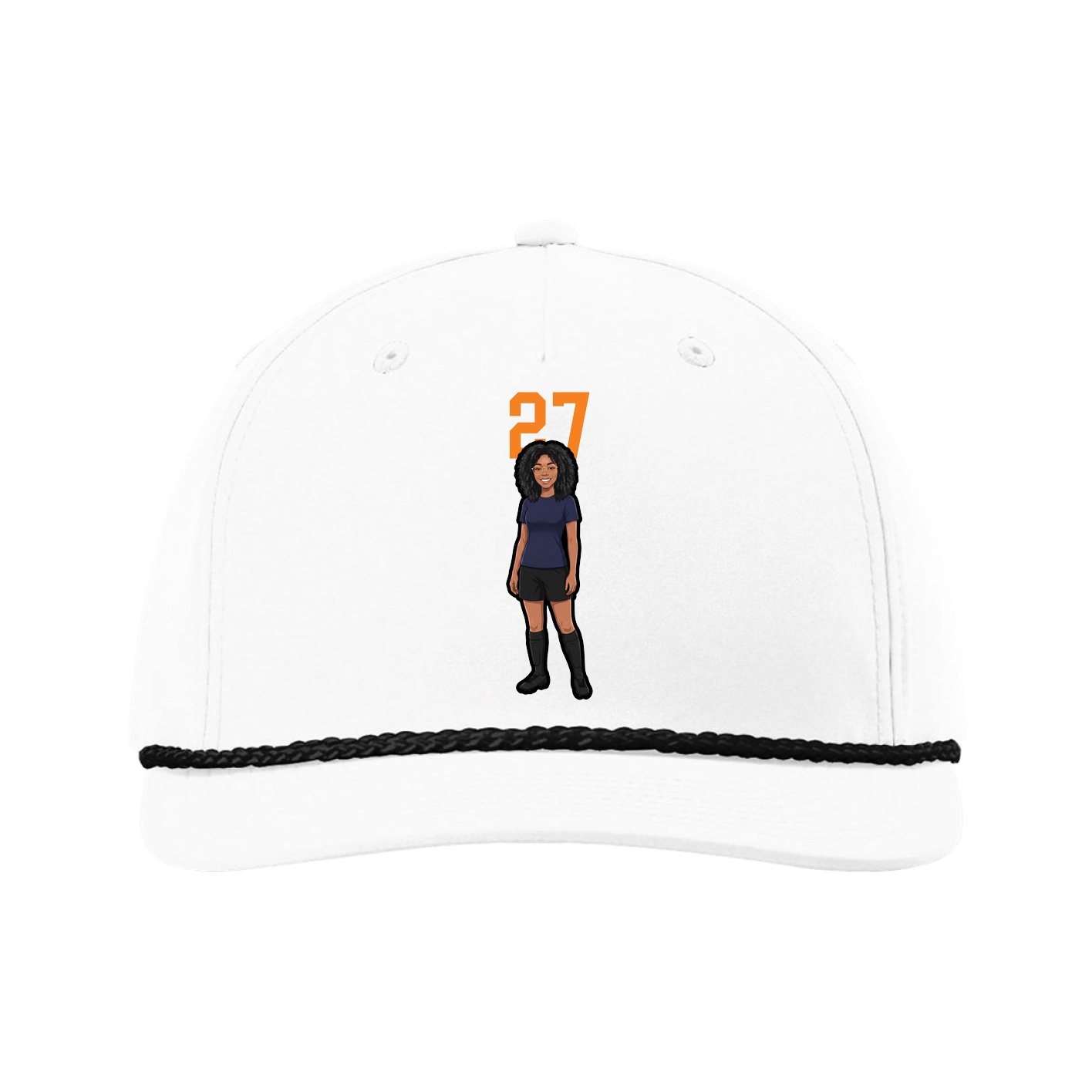 Five-Panel Classic Rope Cap — Number Top in White