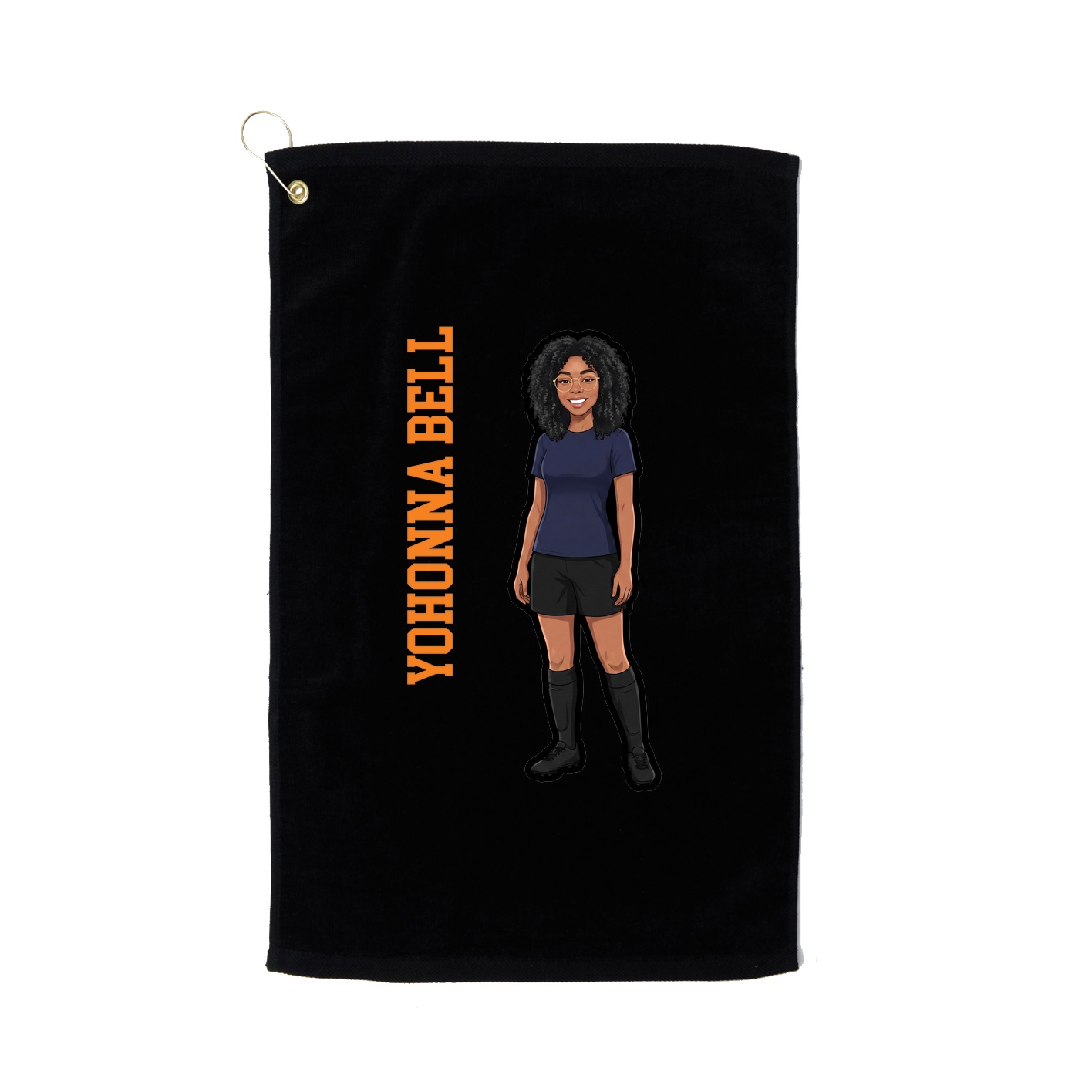 Golf Towel — Name Vertical in Black