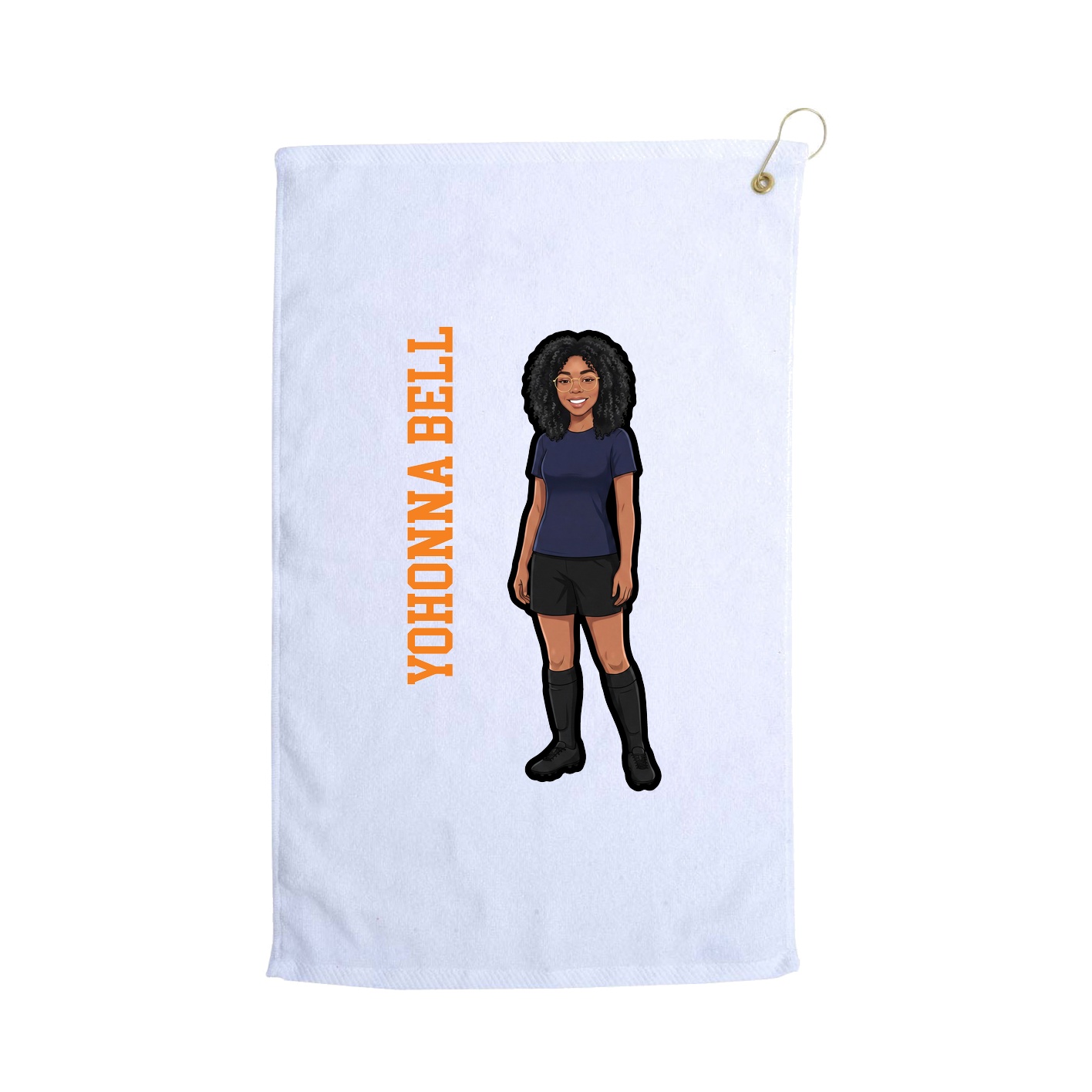 Golf Towel — Name Vertical in White