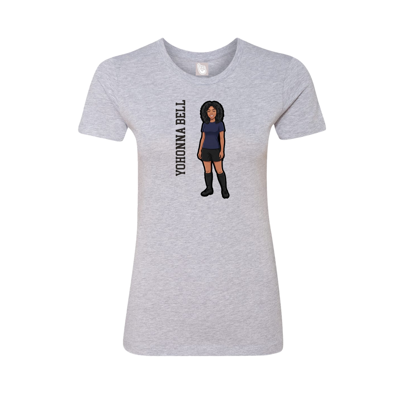 Fitted Women's Tee — Name Vertical in Grey