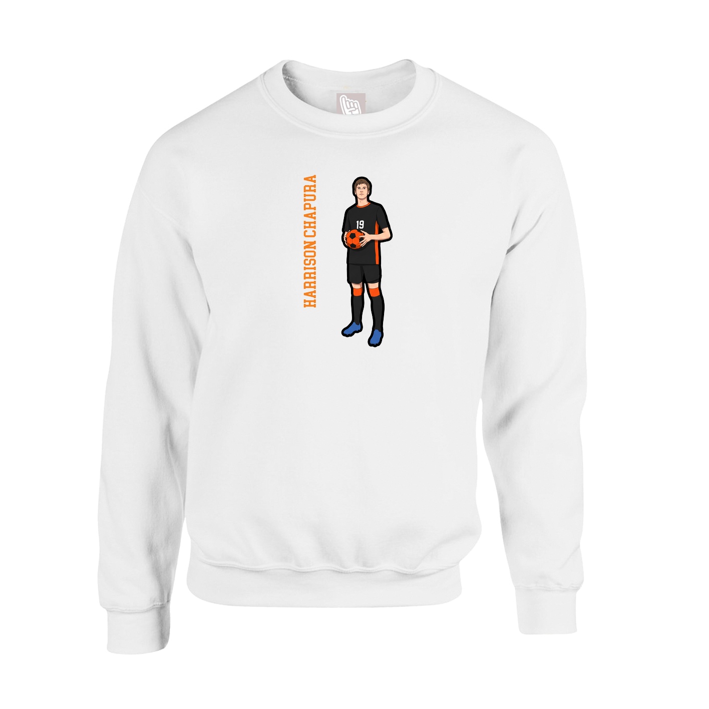 Fleece Crew — Name Vertical in White