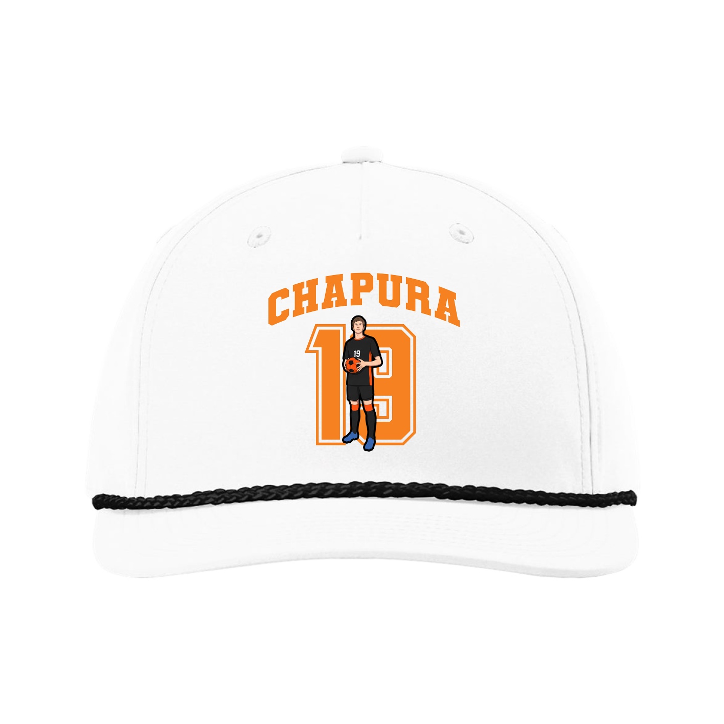 Five-Panel Classic Rope Cap — Number in White