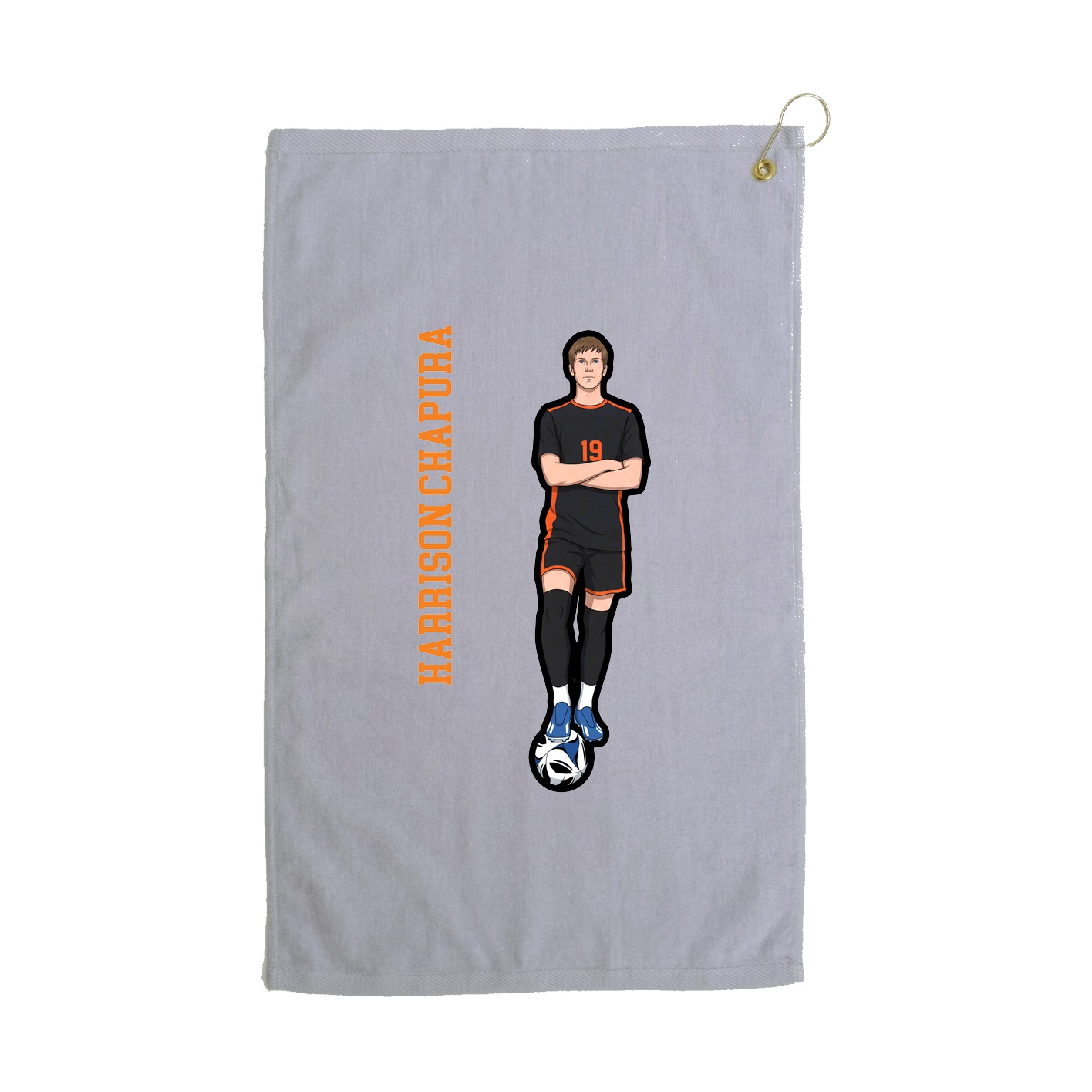 Golf Towel — Name Vertical in Grey