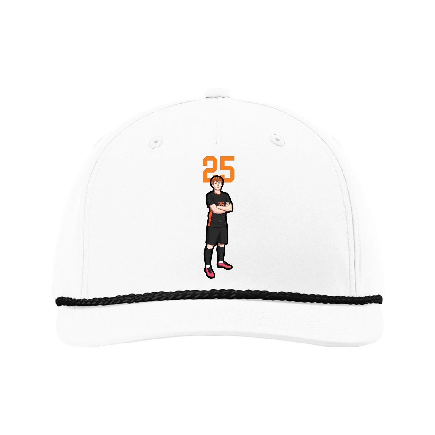 Five-Panel Classic Rope Cap — Number Top in White